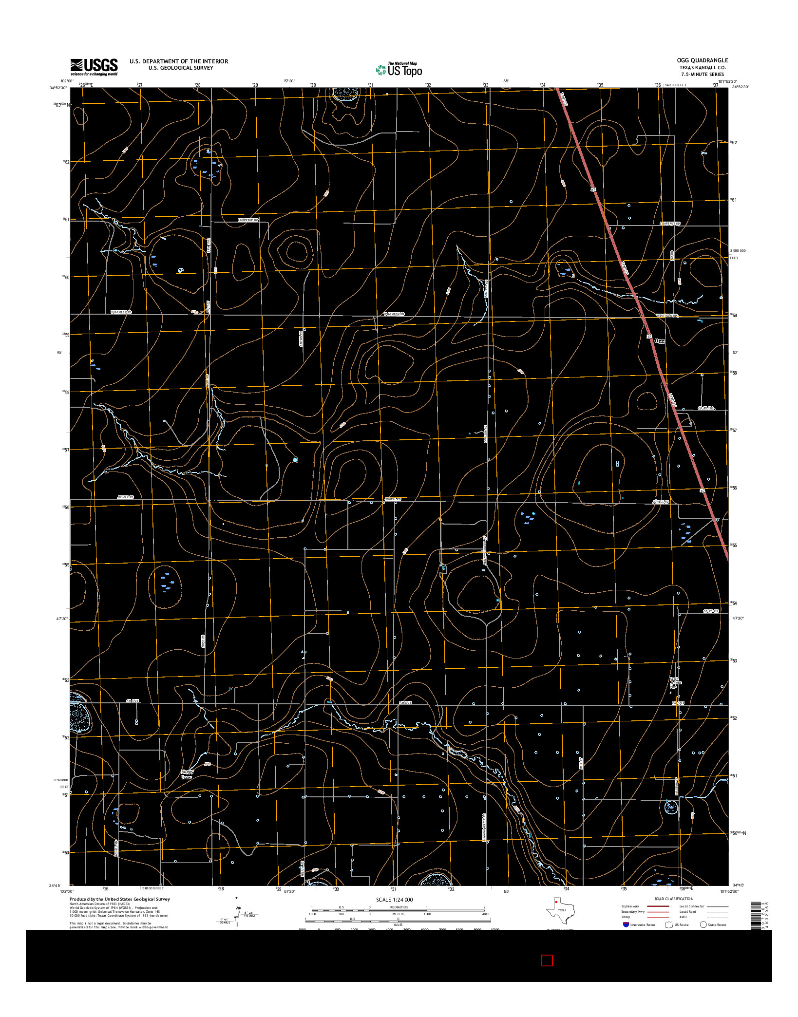 USGS US TOPO 7.5-MINUTE MAP FOR OGG, TX 2016