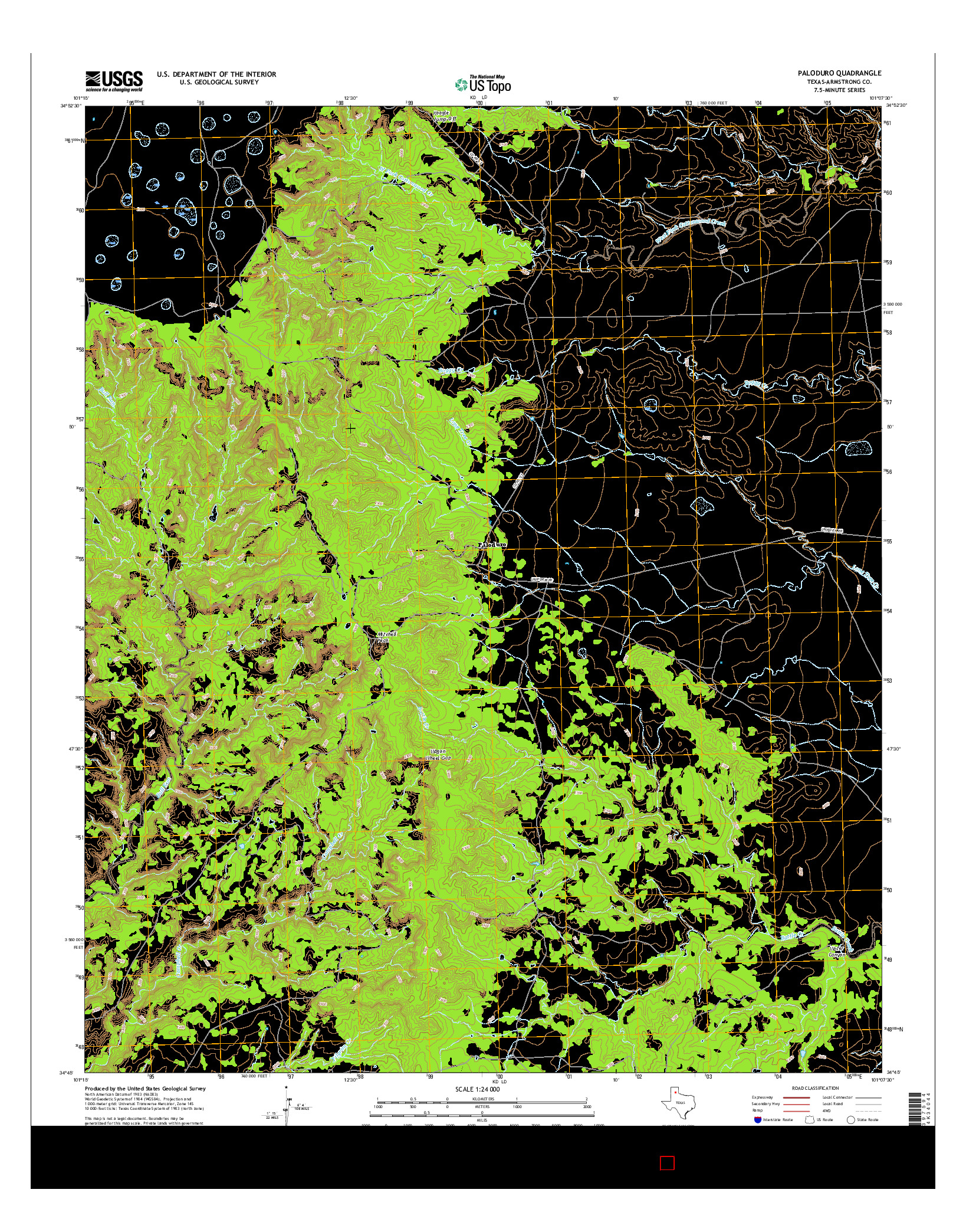 USGS US TOPO 7.5-MINUTE MAP FOR PALODURO, TX 2016