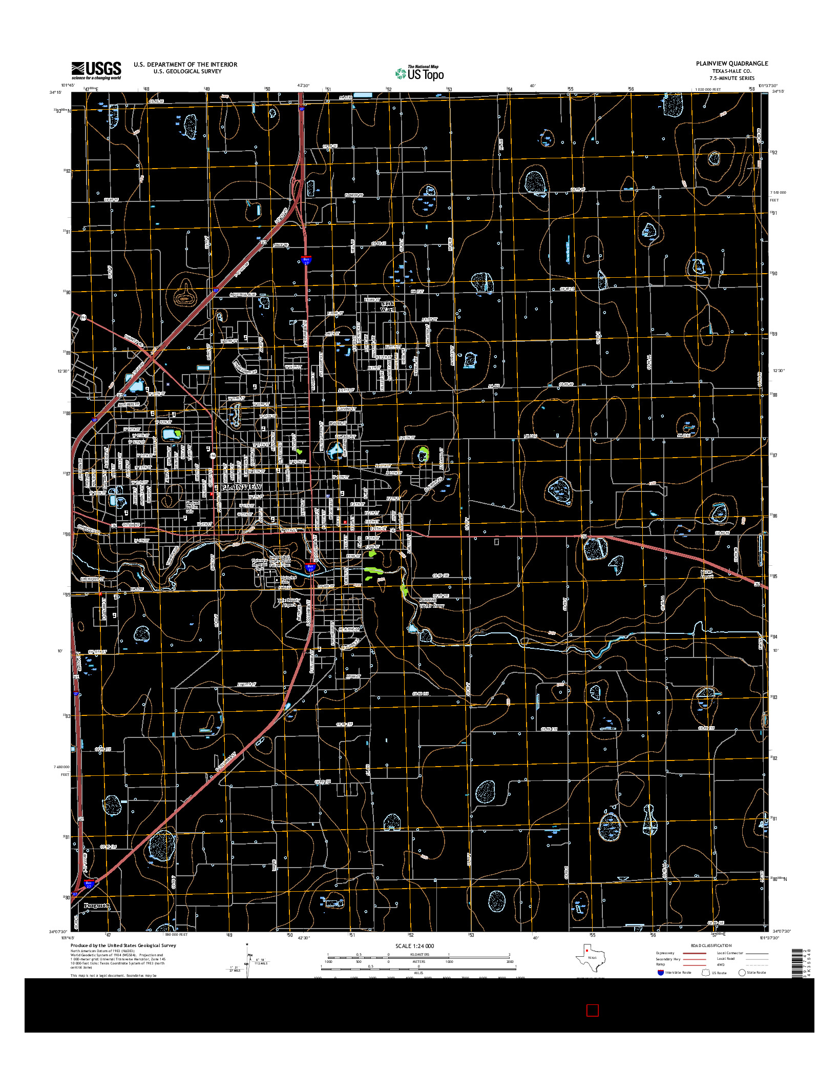USGS US TOPO 7.5-MINUTE MAP FOR PLAINVIEW, TX 2016