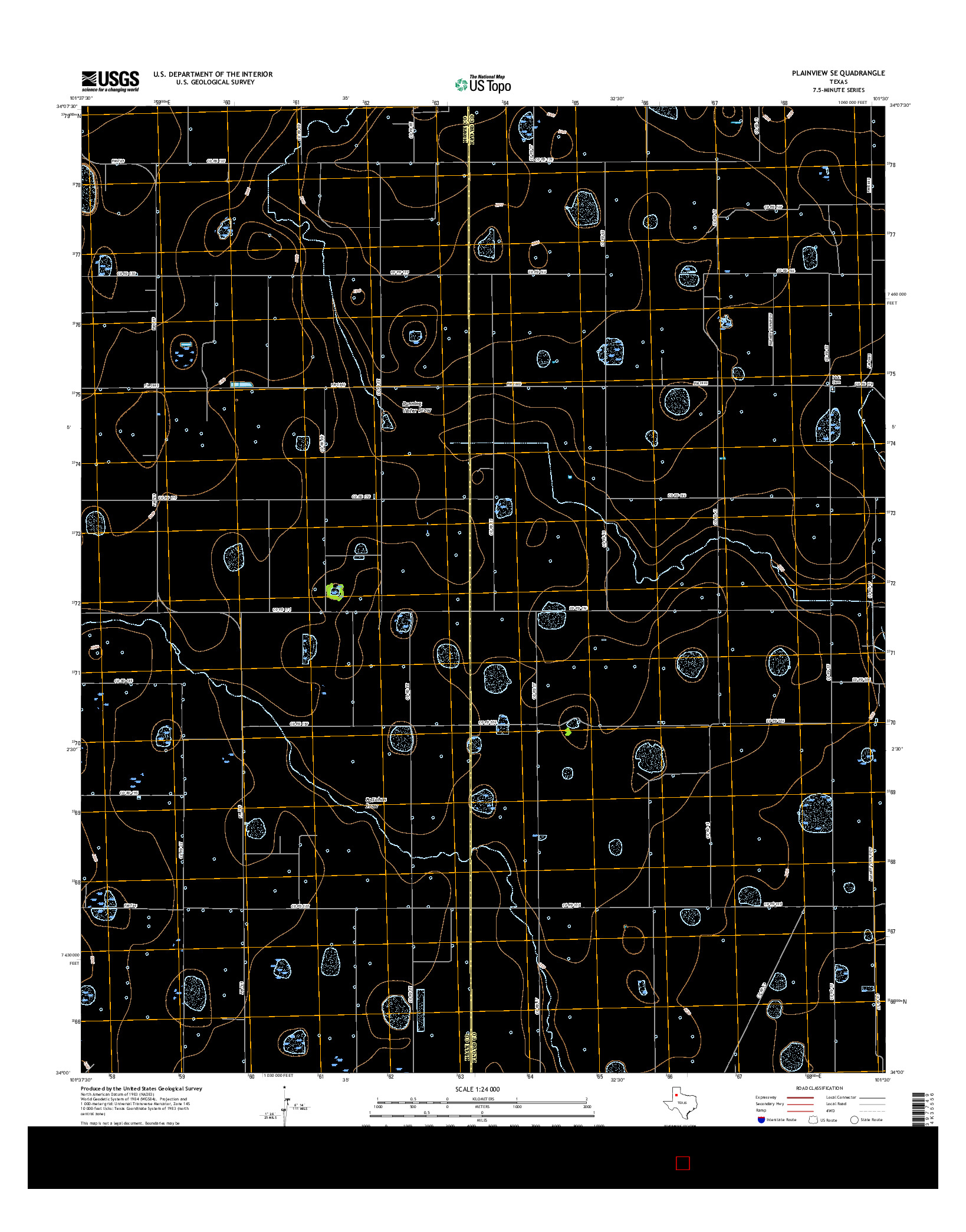 USGS US TOPO 7.5-MINUTE MAP FOR PLAINVIEW SE, TX 2016
