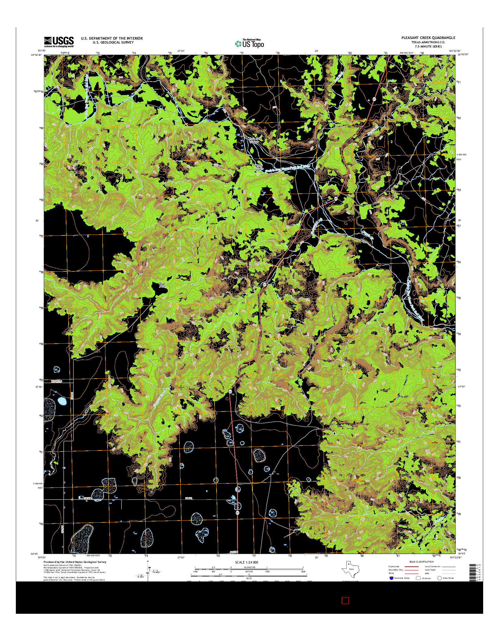 USGS US TOPO 7.5-MINUTE MAP FOR PLEASANT CREEK, TX 2016