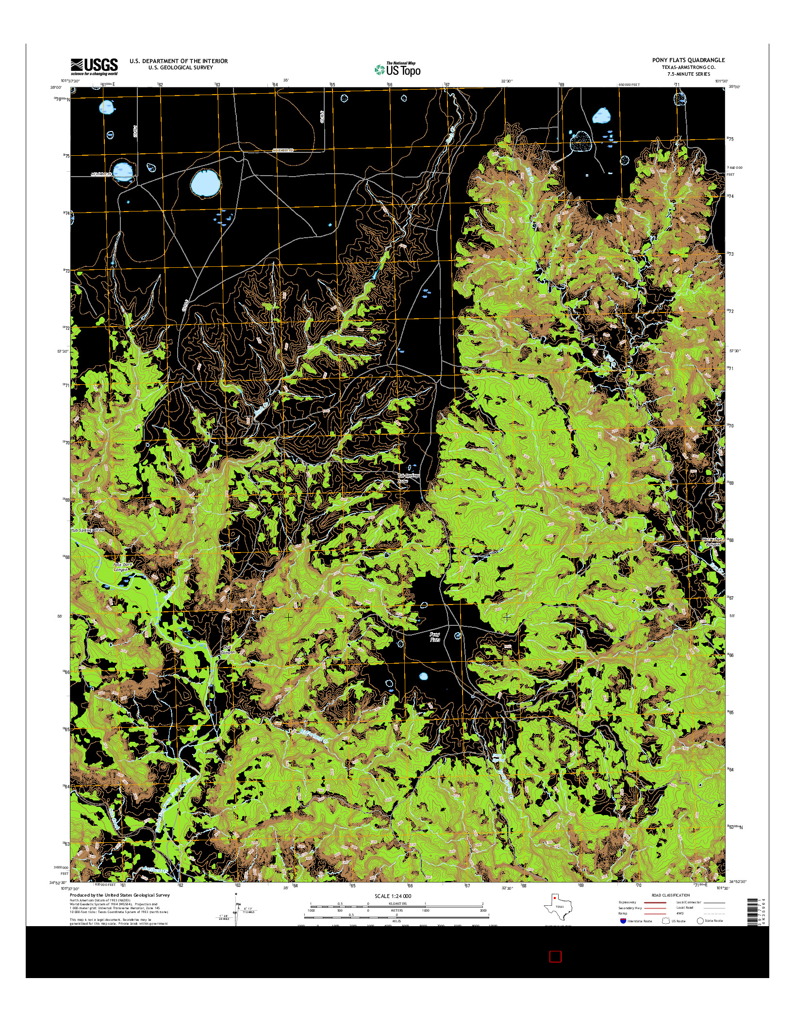 USGS US TOPO 7.5-MINUTE MAP FOR PONY FLATS, TX 2016