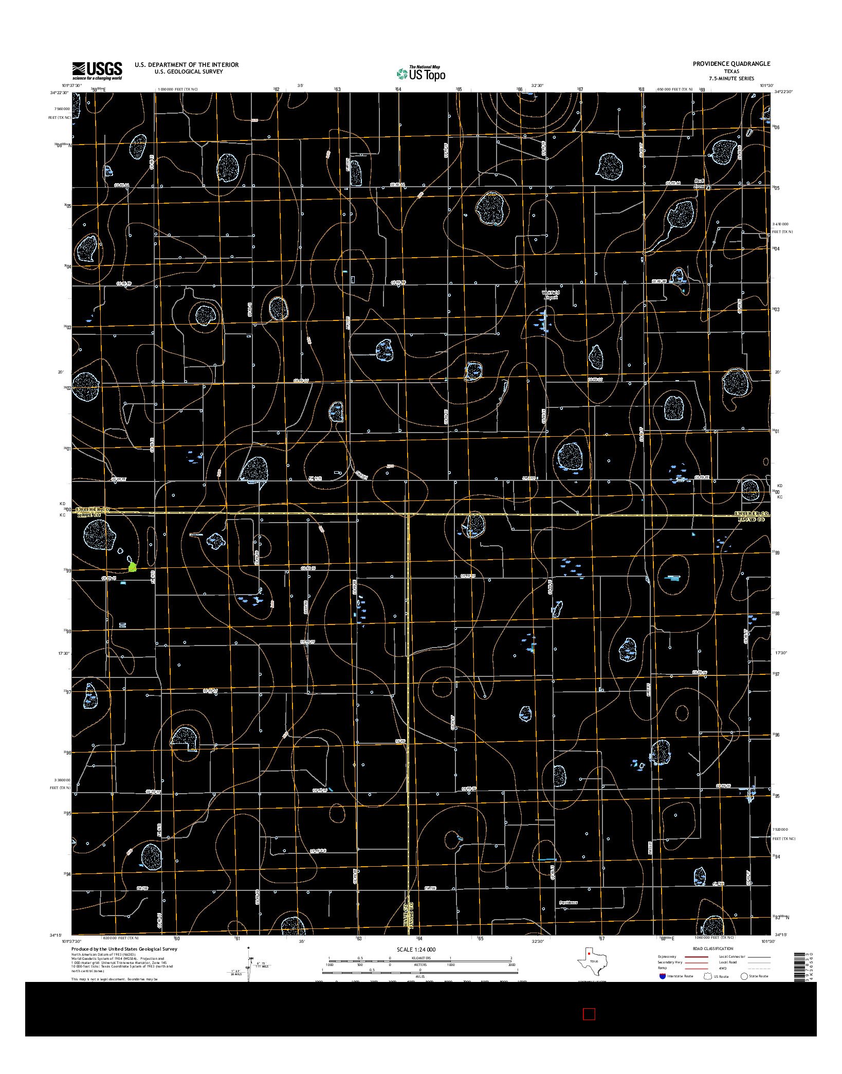 USGS US TOPO 7.5-MINUTE MAP FOR PROVIDENCE, TX 2016