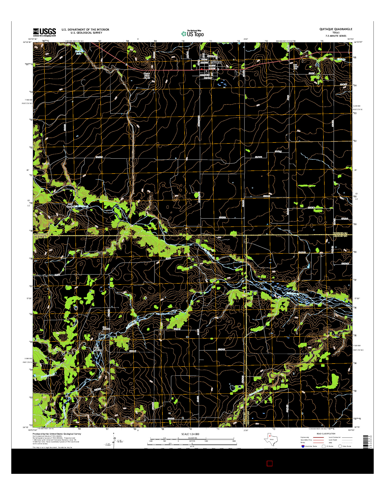 USGS US TOPO 7.5-MINUTE MAP FOR QUITAQUE, TX 2016