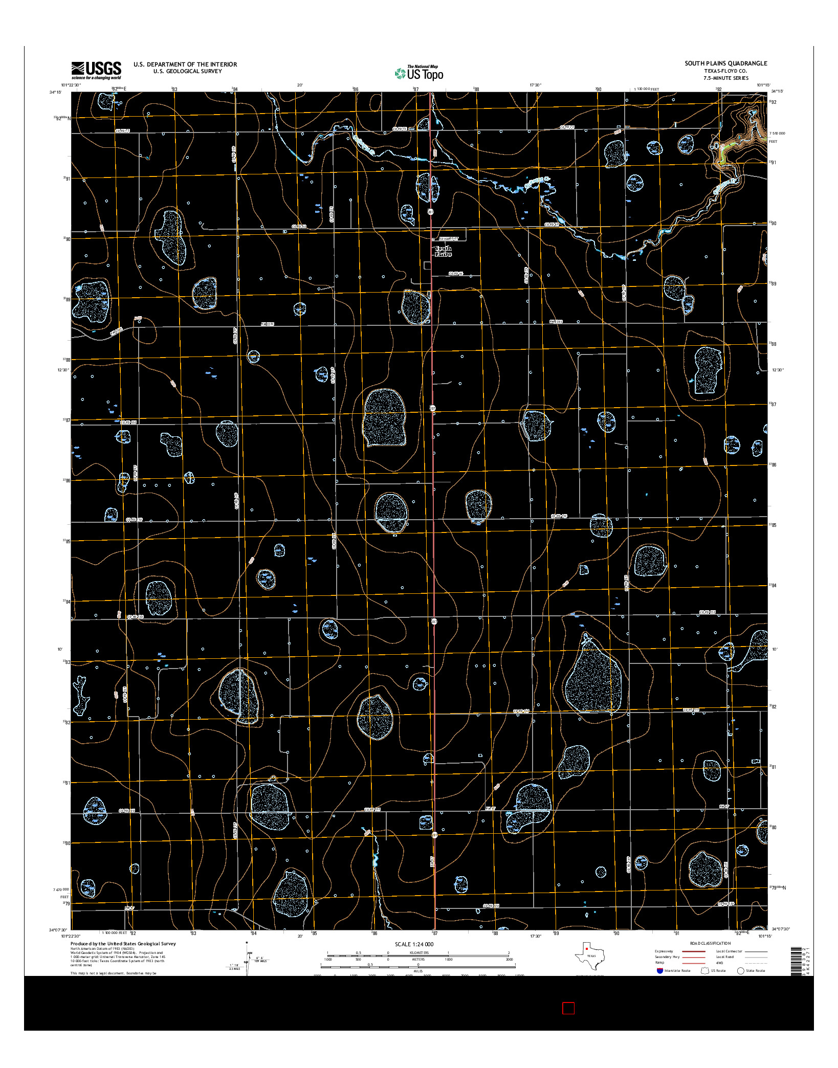 USGS US TOPO 7.5-MINUTE MAP FOR SOUTH PLAINS, TX 2016