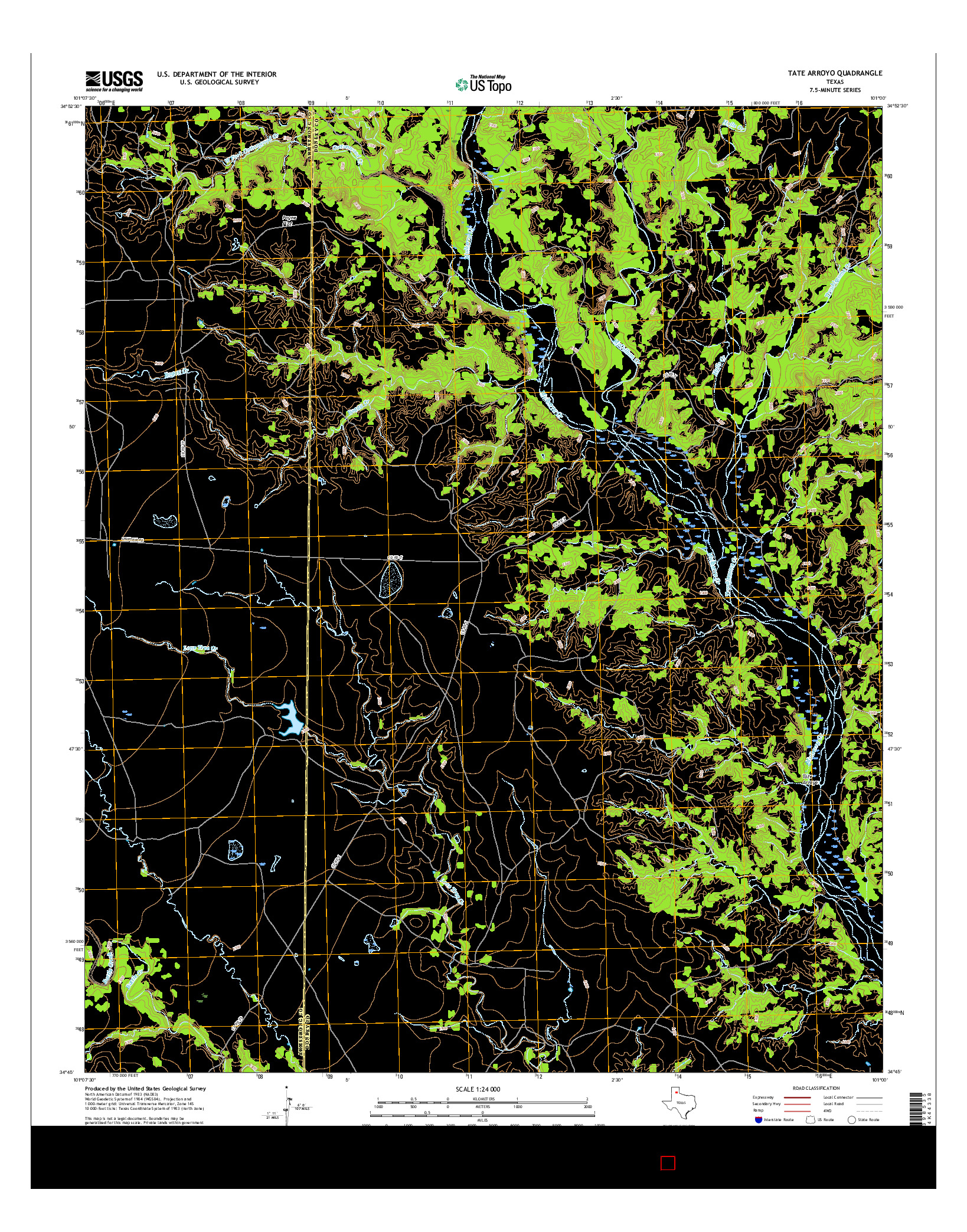 USGS US TOPO 7.5-MINUTE MAP FOR TATE ARROYO, TX 2016