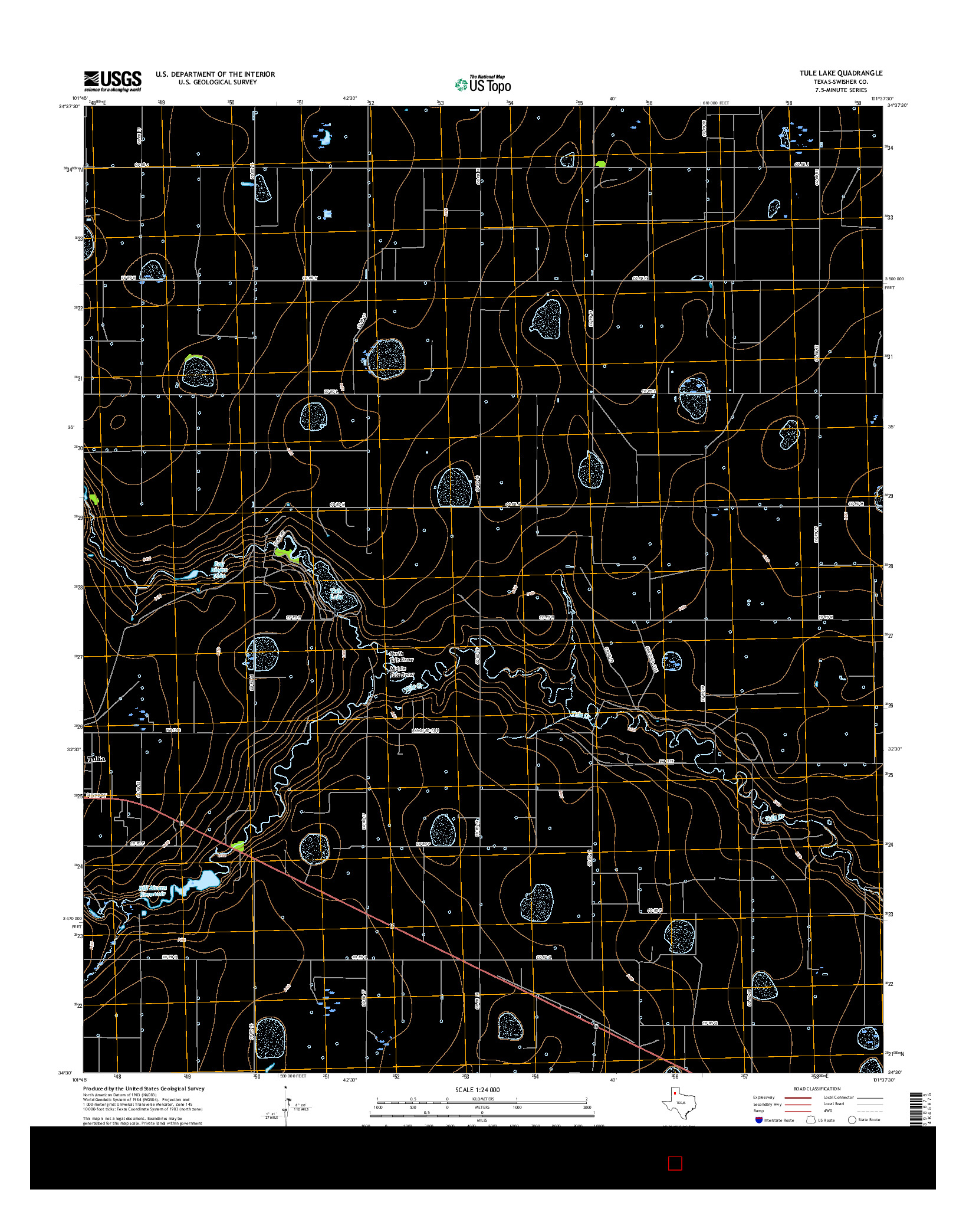 USGS US TOPO 7.5-MINUTE MAP FOR TULE LAKE, TX 2016