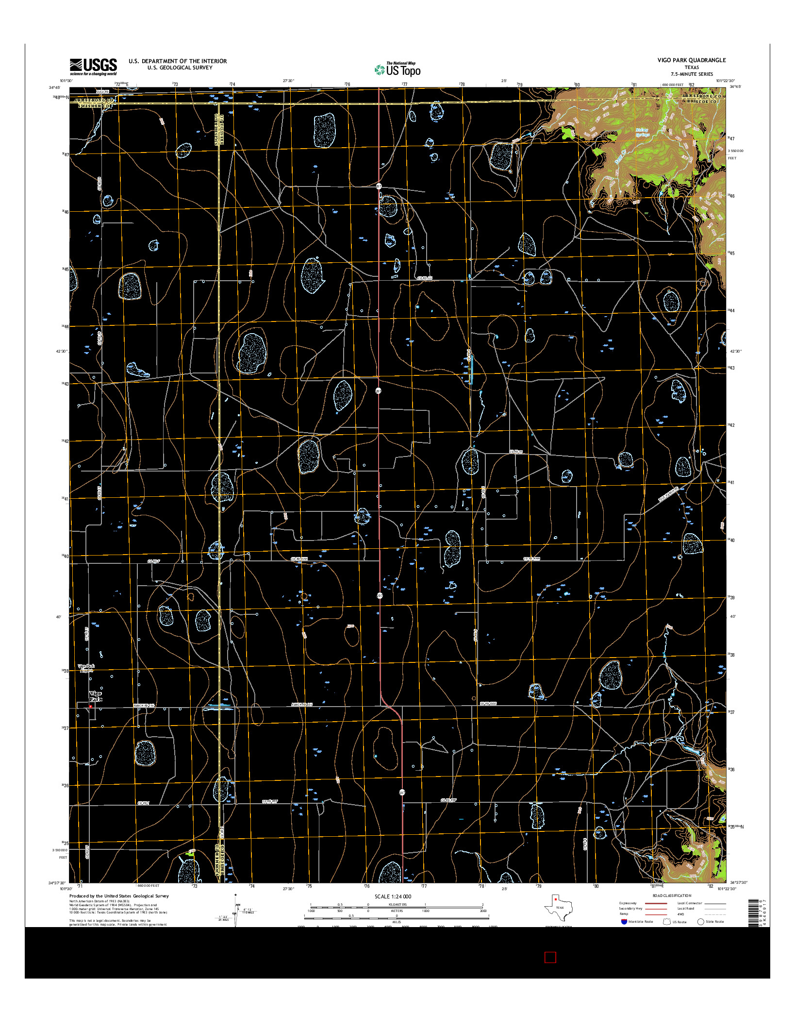 USGS US TOPO 7.5-MINUTE MAP FOR VIGO PARK, TX 2016