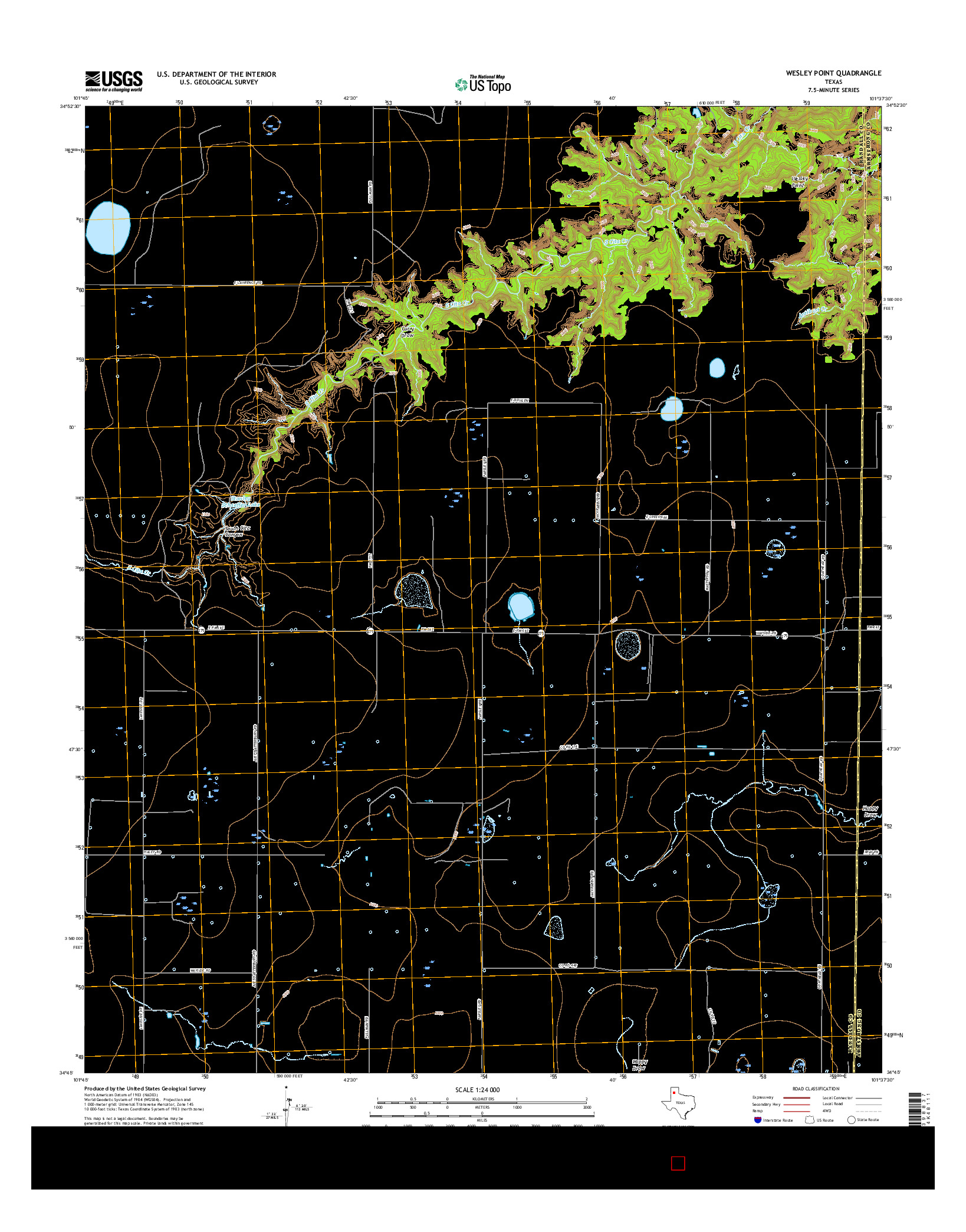 USGS US TOPO 7.5-MINUTE MAP FOR WESLEY POINT, TX 2016