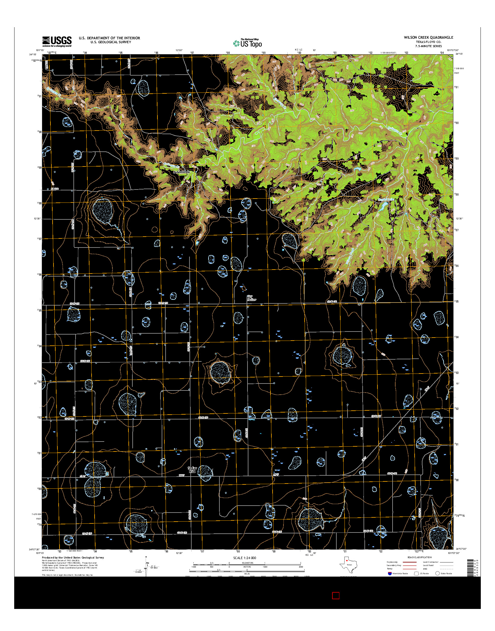 USGS US TOPO 7.5-MINUTE MAP FOR WILSON CREEK, TX 2016