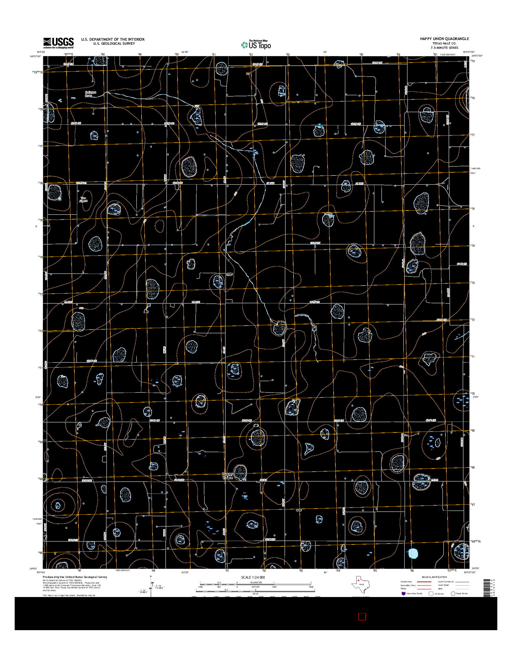 USGS US TOPO 7.5-MINUTE MAP FOR HAPPY UNION, TX 2016