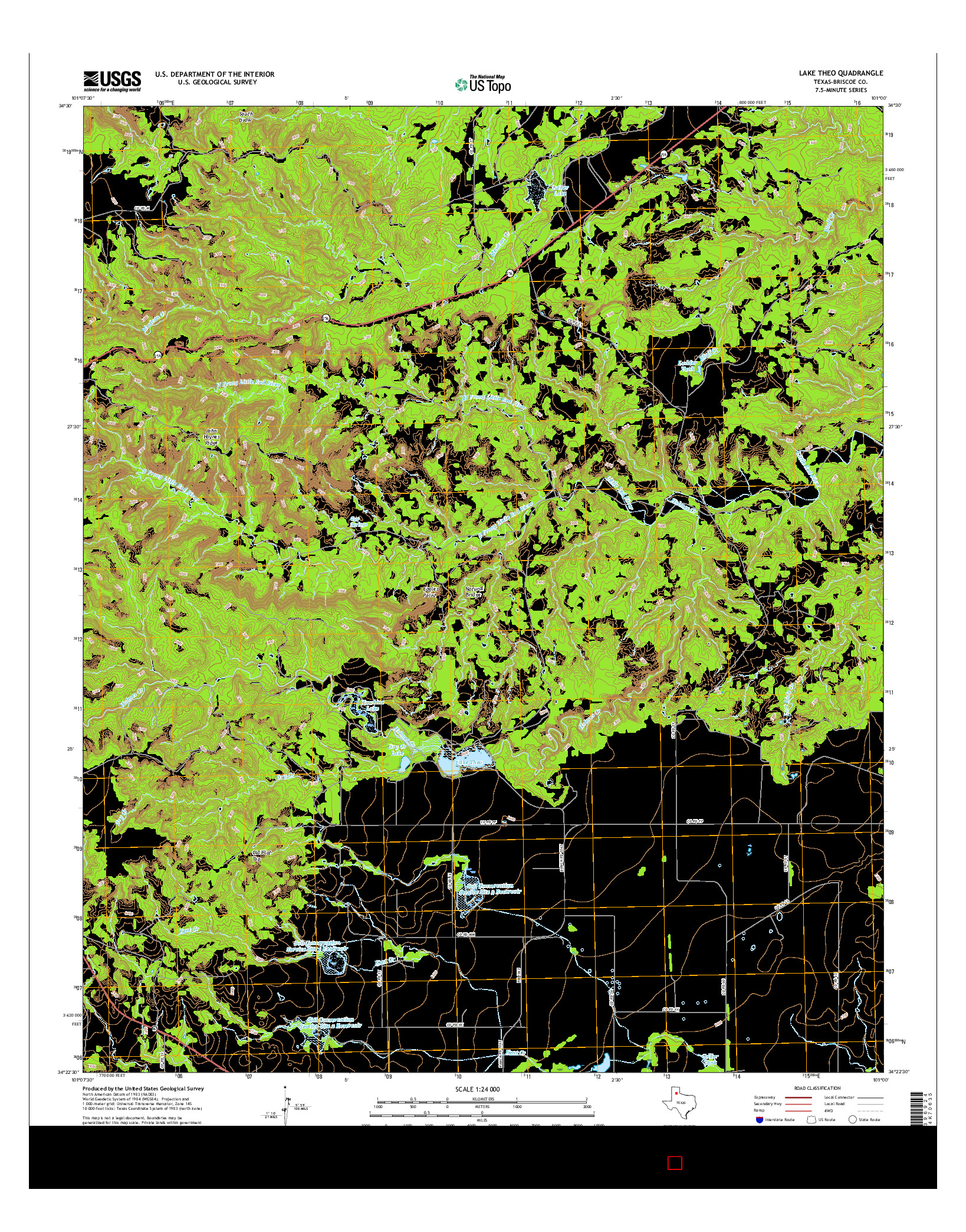 USGS US TOPO 7.5-MINUTE MAP FOR LAKE THEO, TX 2016