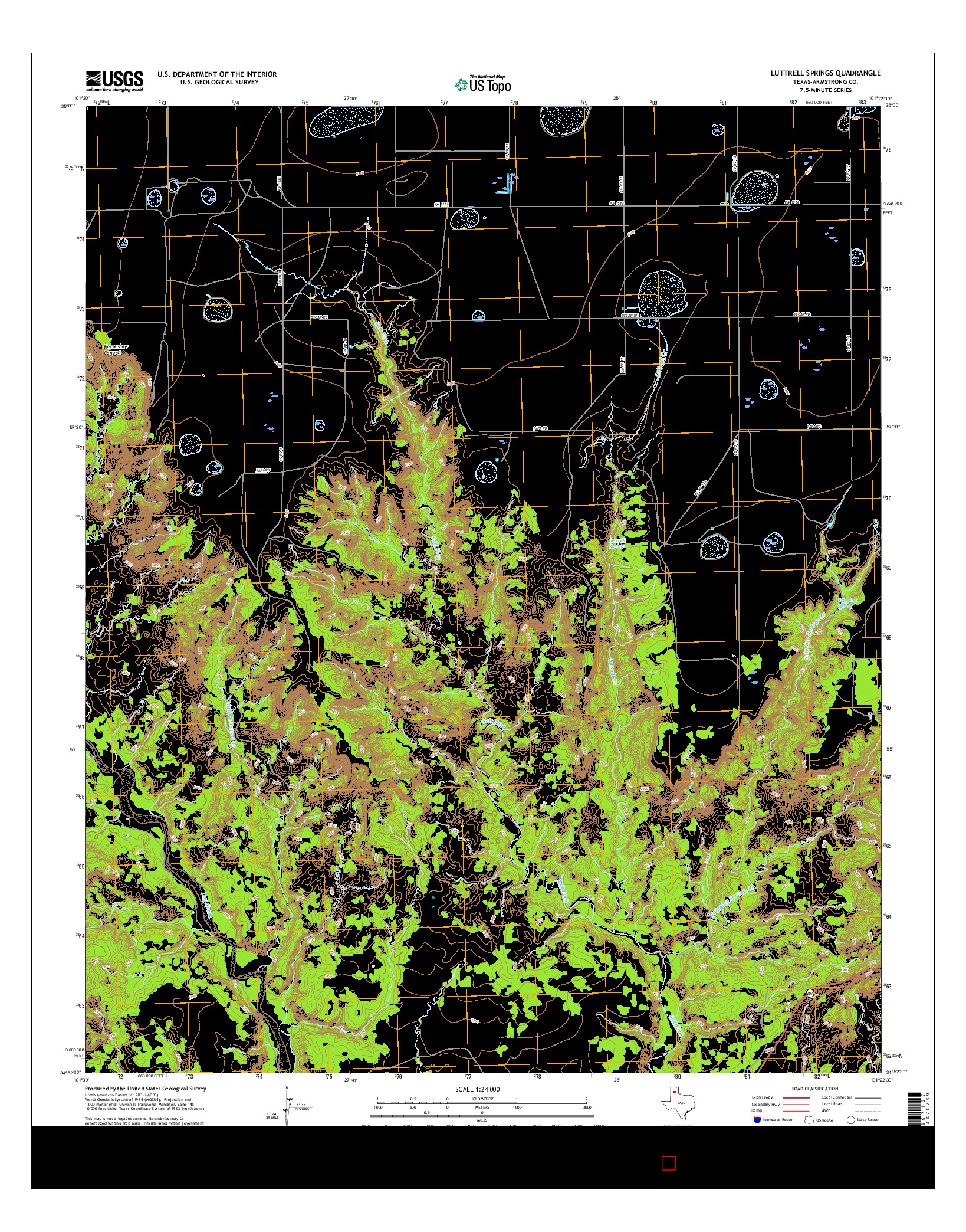 USGS US TOPO 7.5-MINUTE MAP FOR LUTTRELL SPRINGS, TX 2016