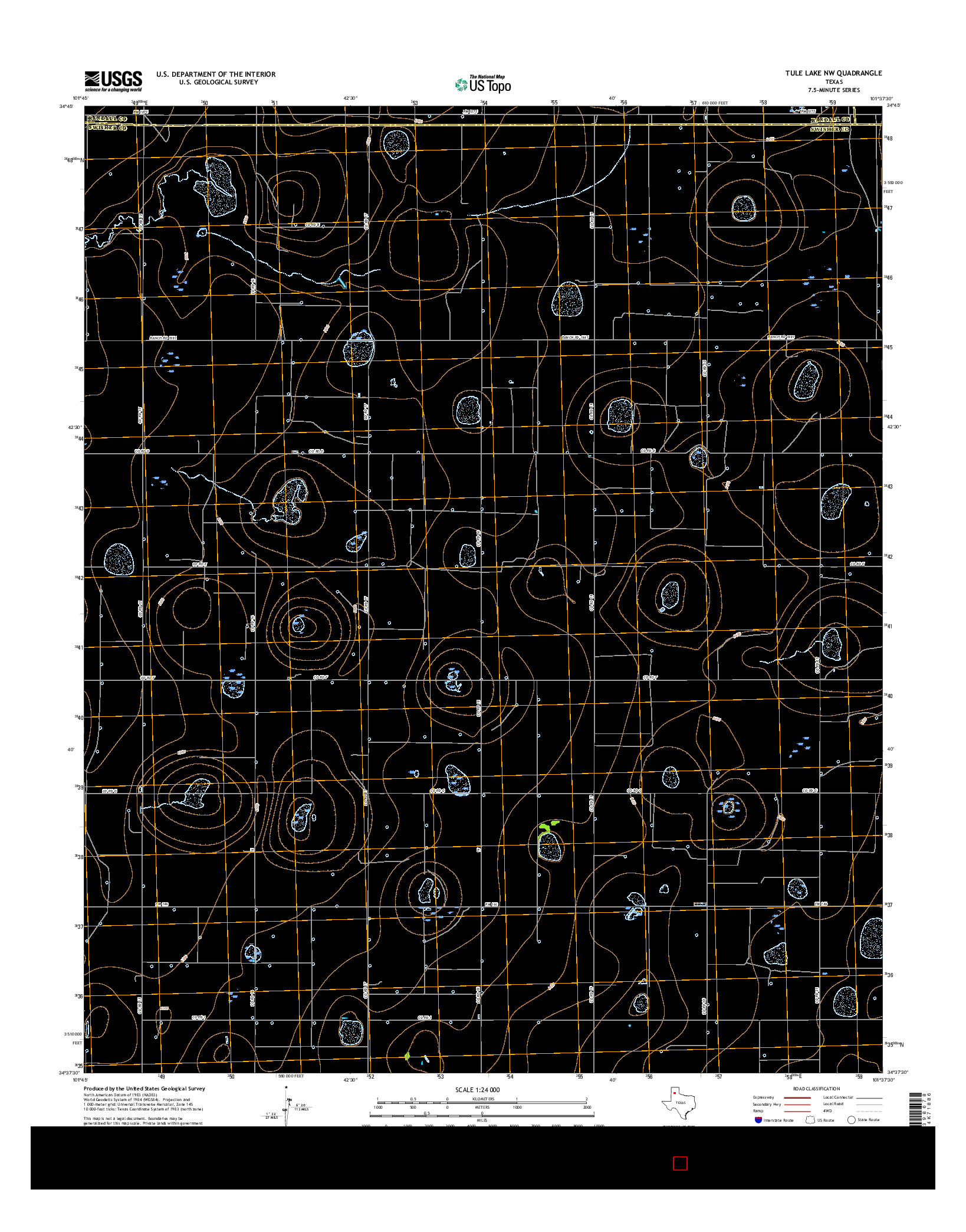 USGS US TOPO 7.5-MINUTE MAP FOR TULE LAKE NW, TX 2016