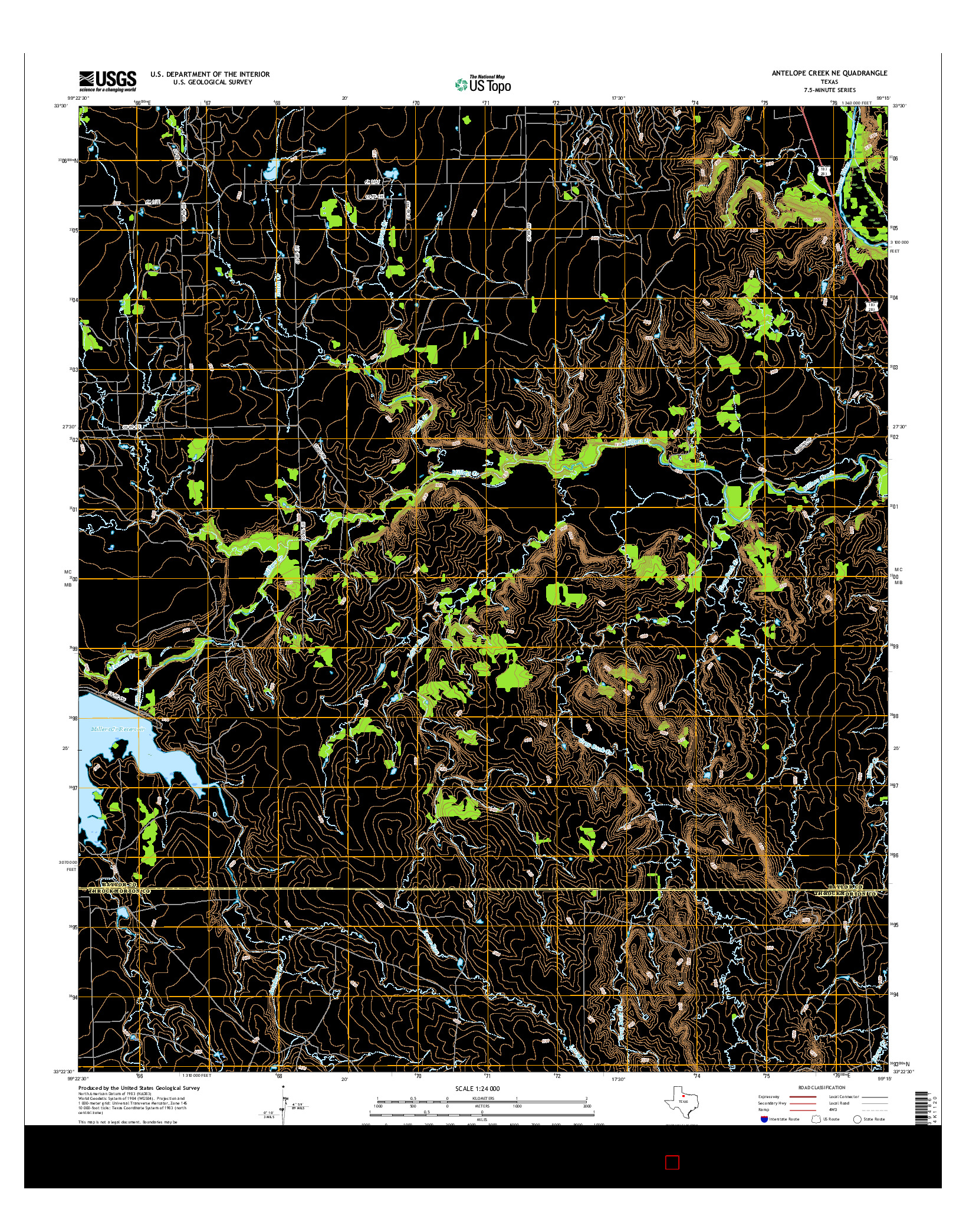 USGS US TOPO 7.5-MINUTE MAP FOR ANTELOPE CREEK NE, TX 2016