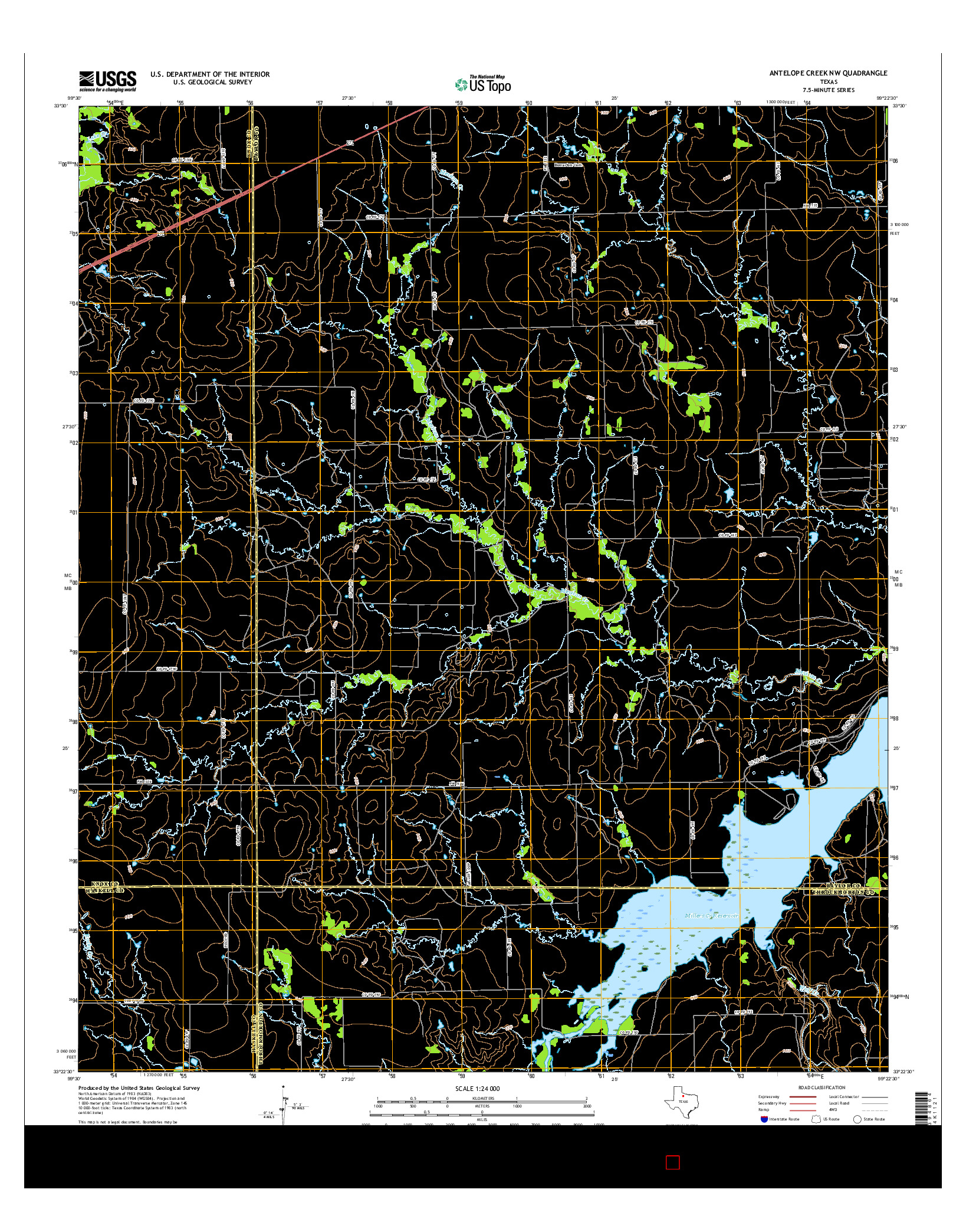 USGS US TOPO 7.5-MINUTE MAP FOR ANTELOPE CREEK NW, TX 2016