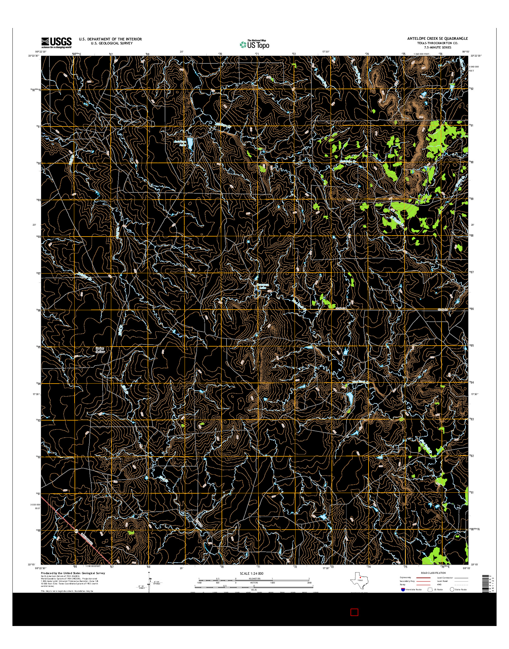 USGS US TOPO 7.5-MINUTE MAP FOR ANTELOPE CREEK SE, TX 2016