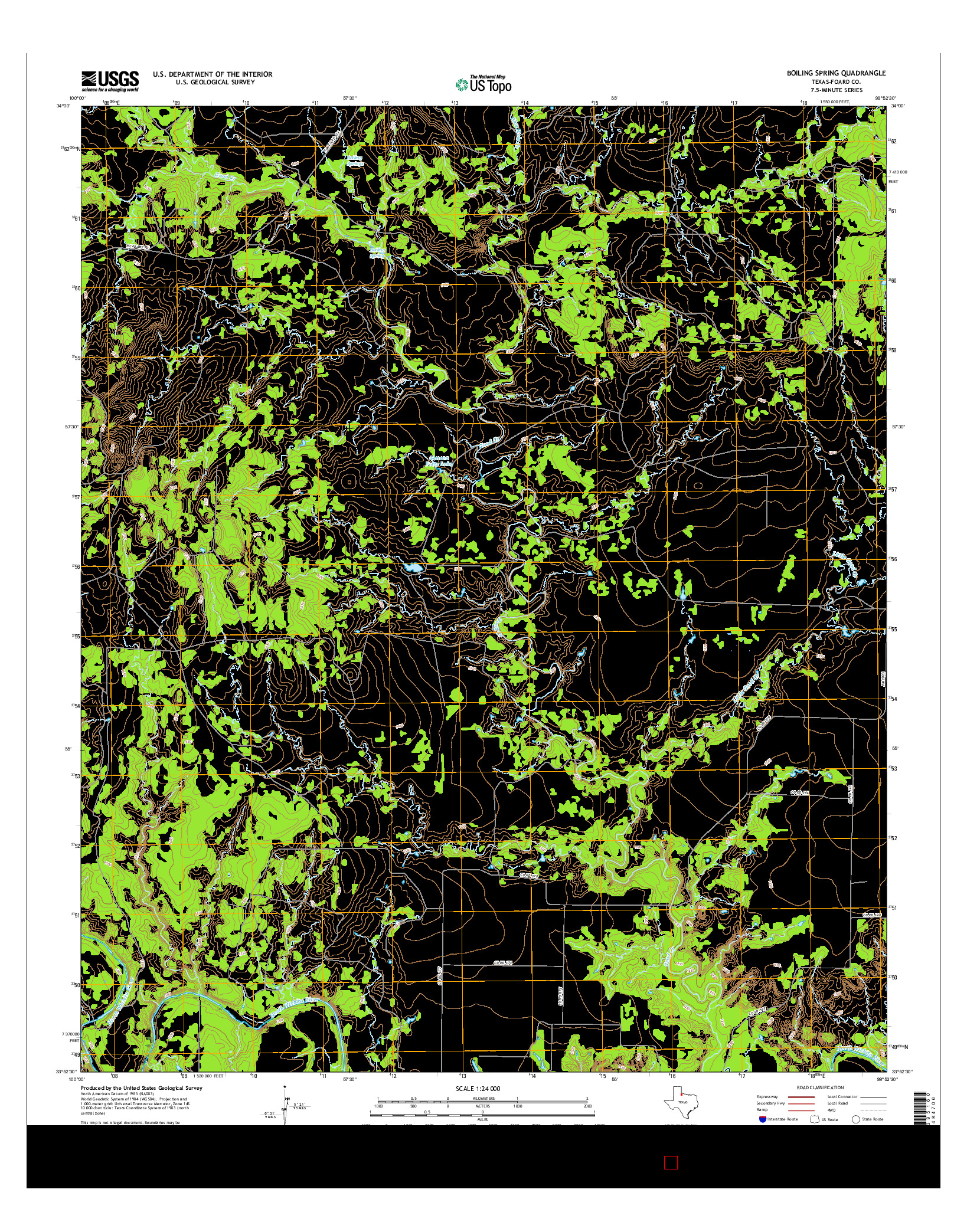 USGS US TOPO 7.5-MINUTE MAP FOR BOILING SPRING, TX 2016