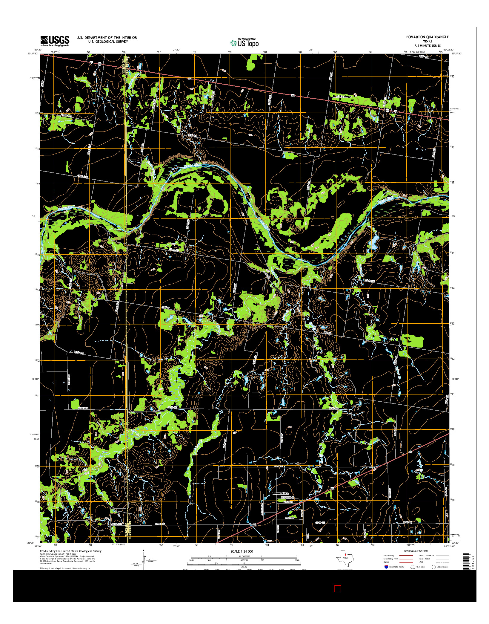 USGS US TOPO 7.5-MINUTE MAP FOR BOMARTON, TX 2016