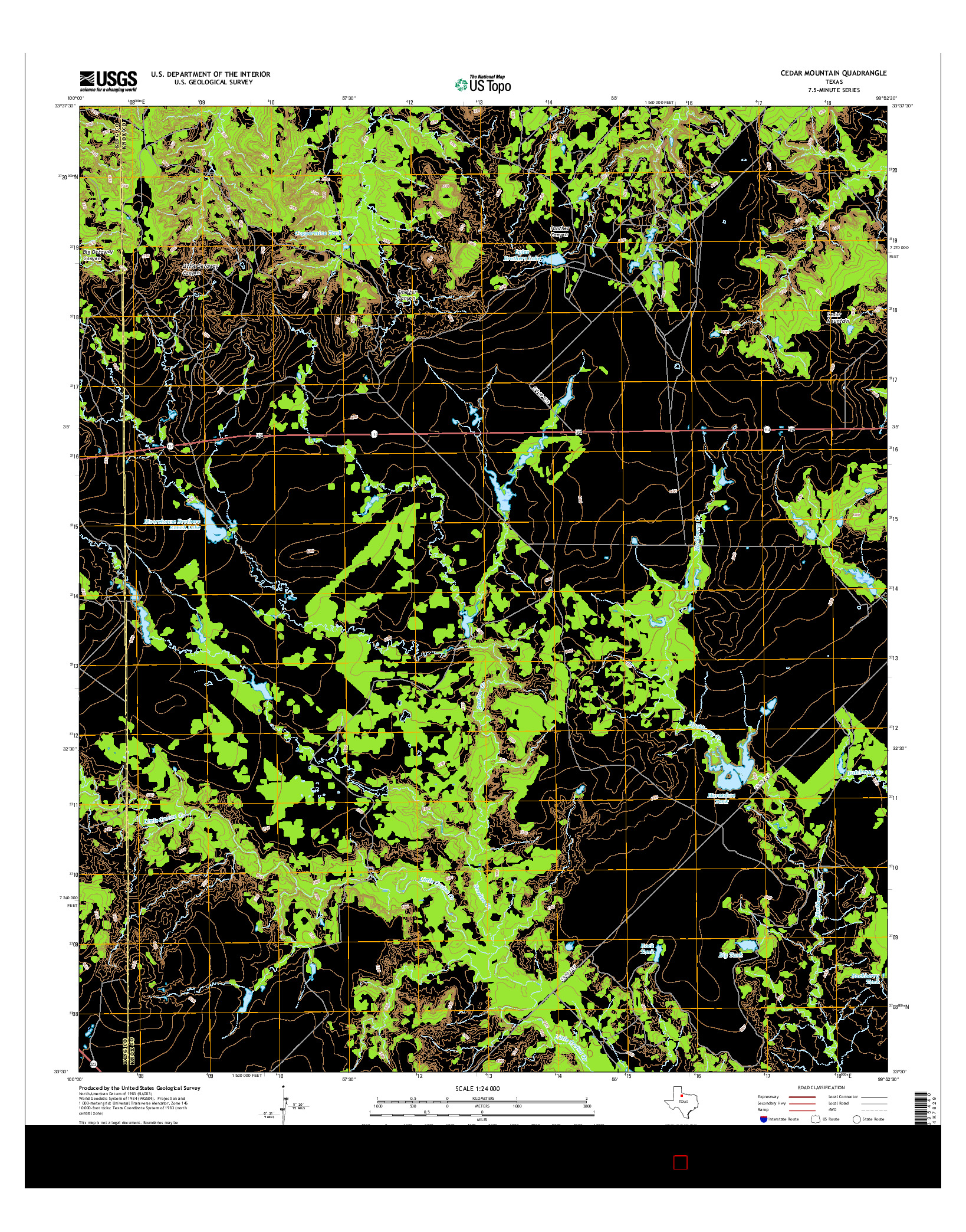 USGS US TOPO 7.5-MINUTE MAP FOR CEDAR MOUNTAIN, TX 2016