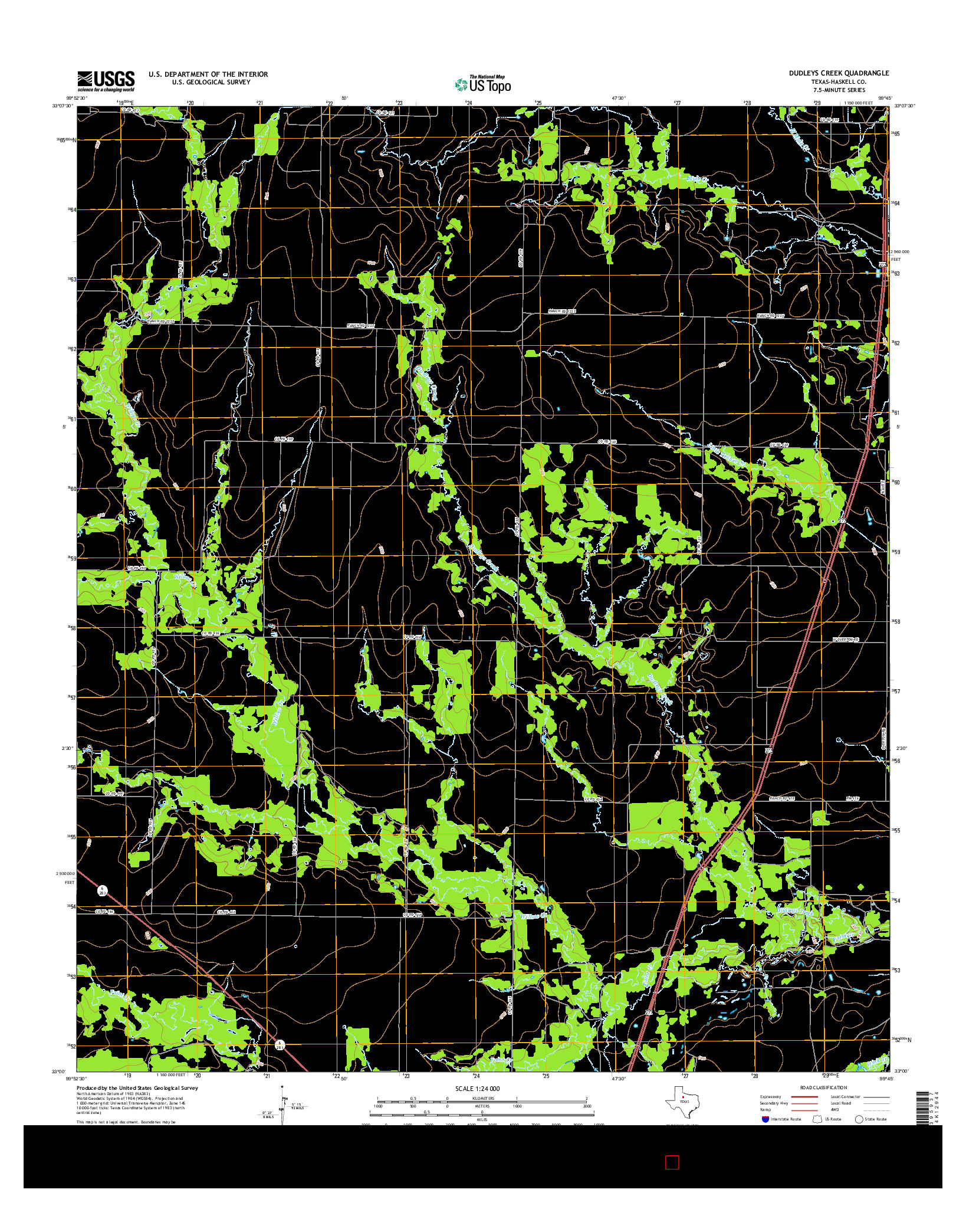 USGS US TOPO 7.5-MINUTE MAP FOR DUDLEYS CREEK, TX 2016