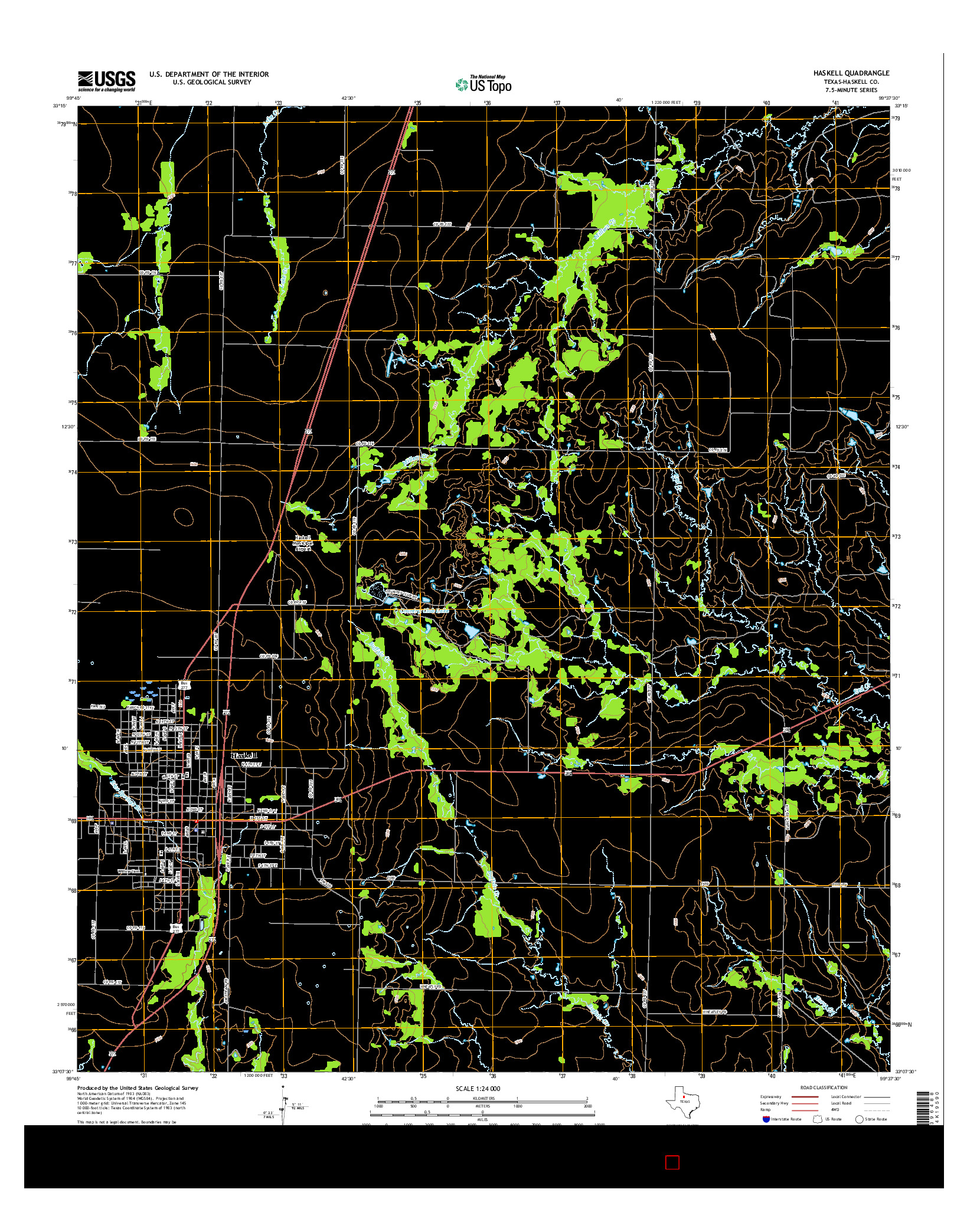 USGS US TOPO 7.5-MINUTE MAP FOR HASKELL, TX 2016