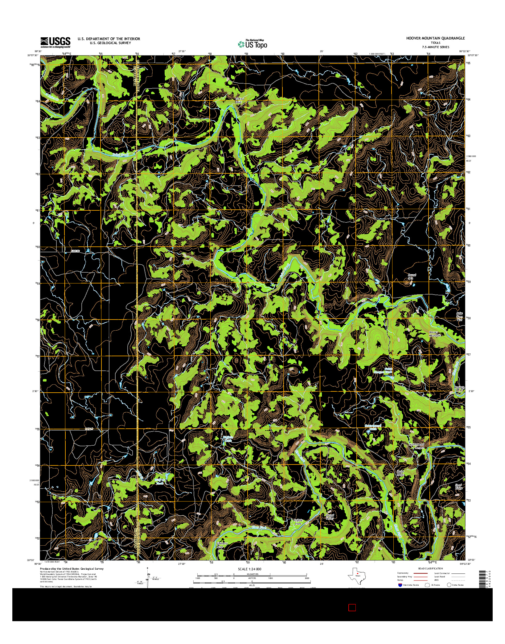 USGS US TOPO 7.5-MINUTE MAP FOR HOOVER MOUNTAIN, TX 2016