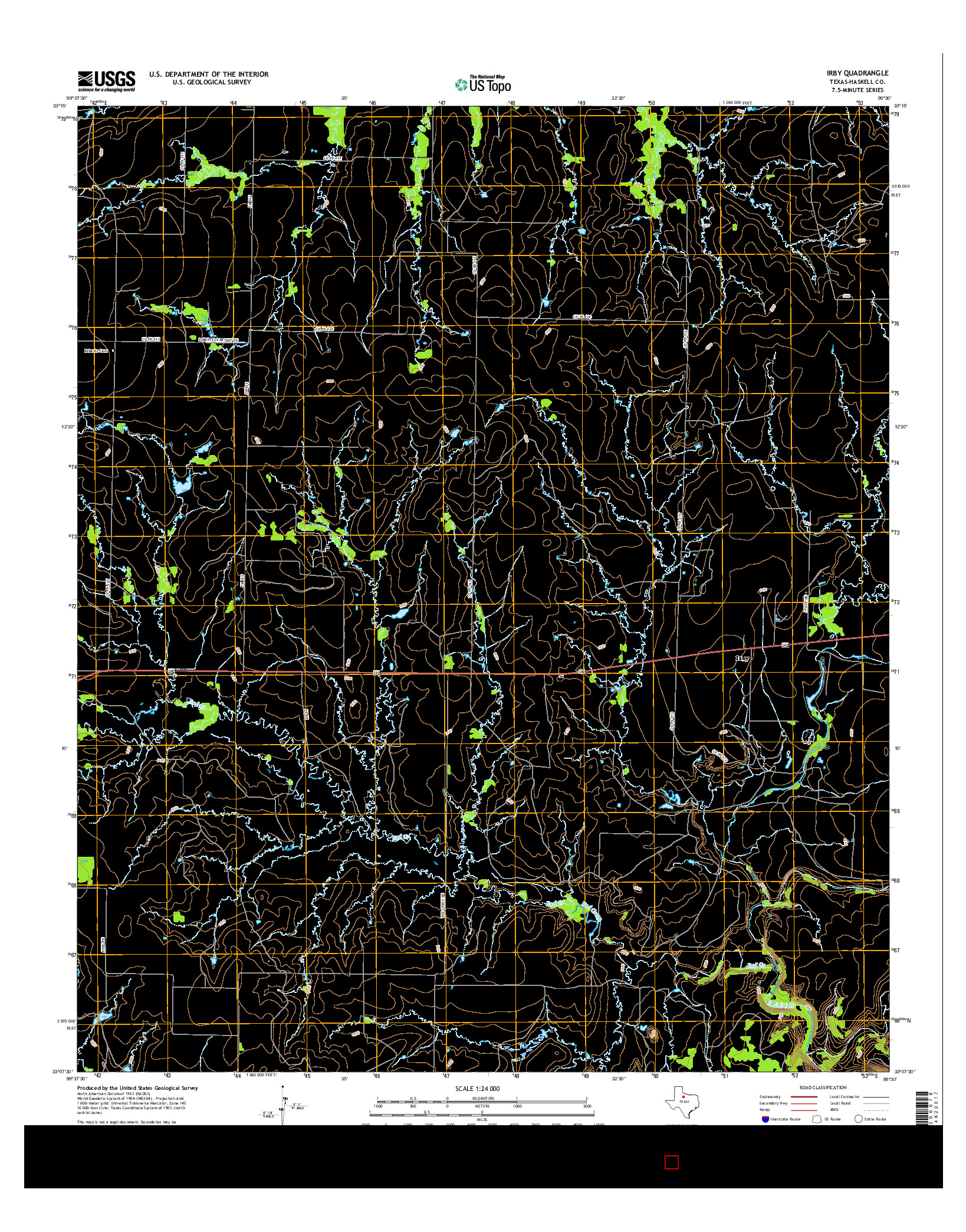 USGS US TOPO 7.5-MINUTE MAP FOR IRBY, TX 2016