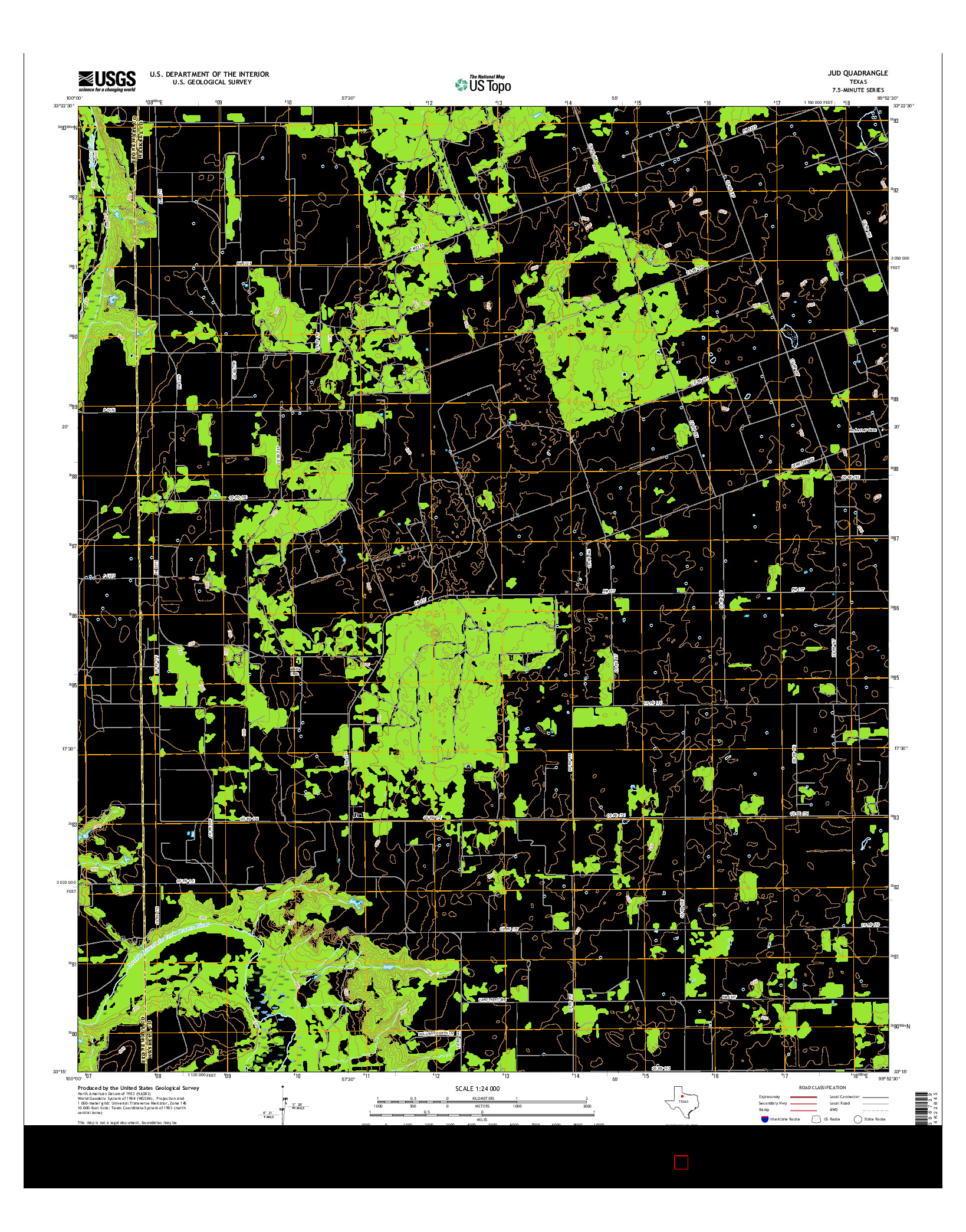 USGS US TOPO 7.5-MINUTE MAP FOR JUD, TX 2016