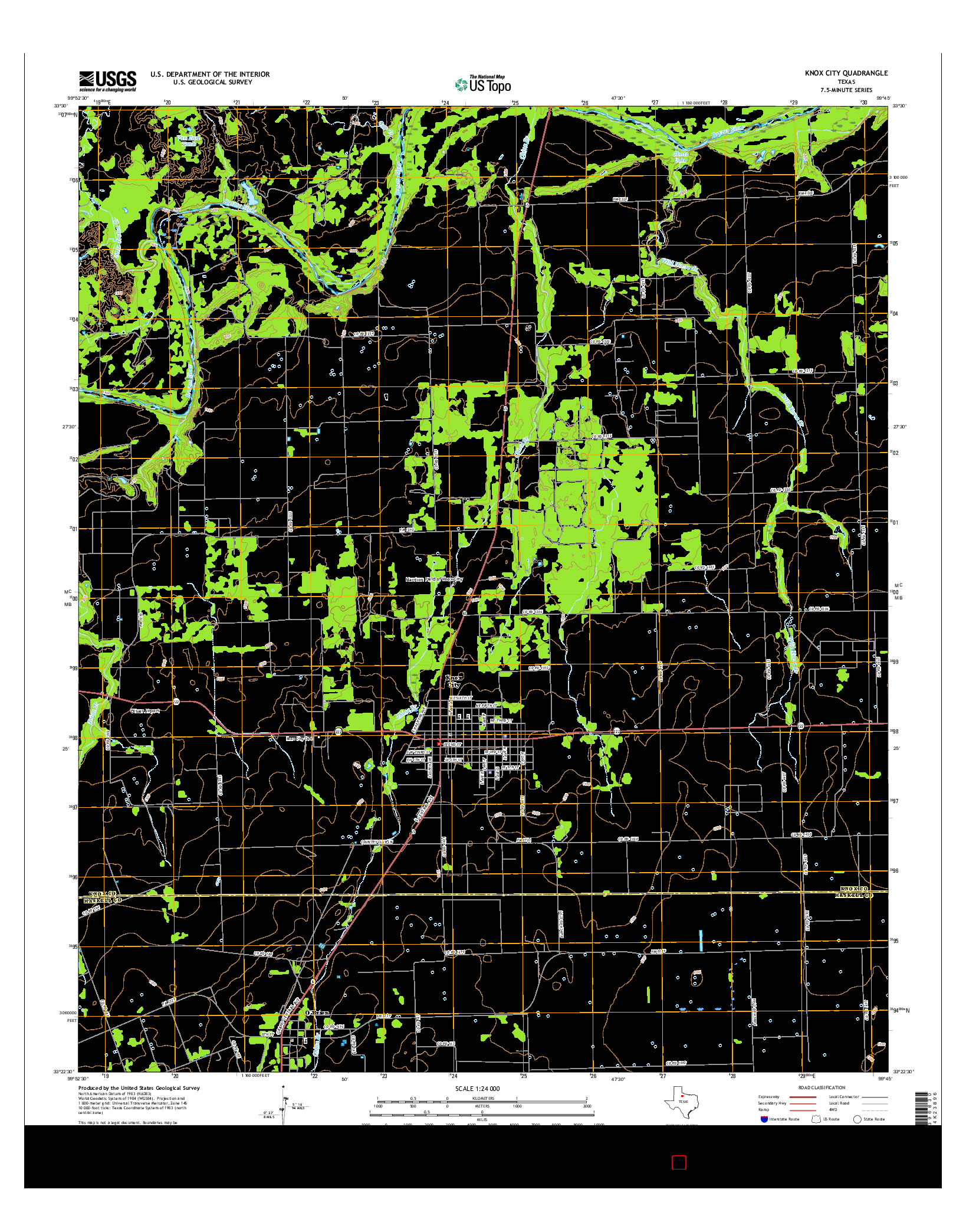 USGS US TOPO 7.5-MINUTE MAP FOR KNOX CITY, TX 2016