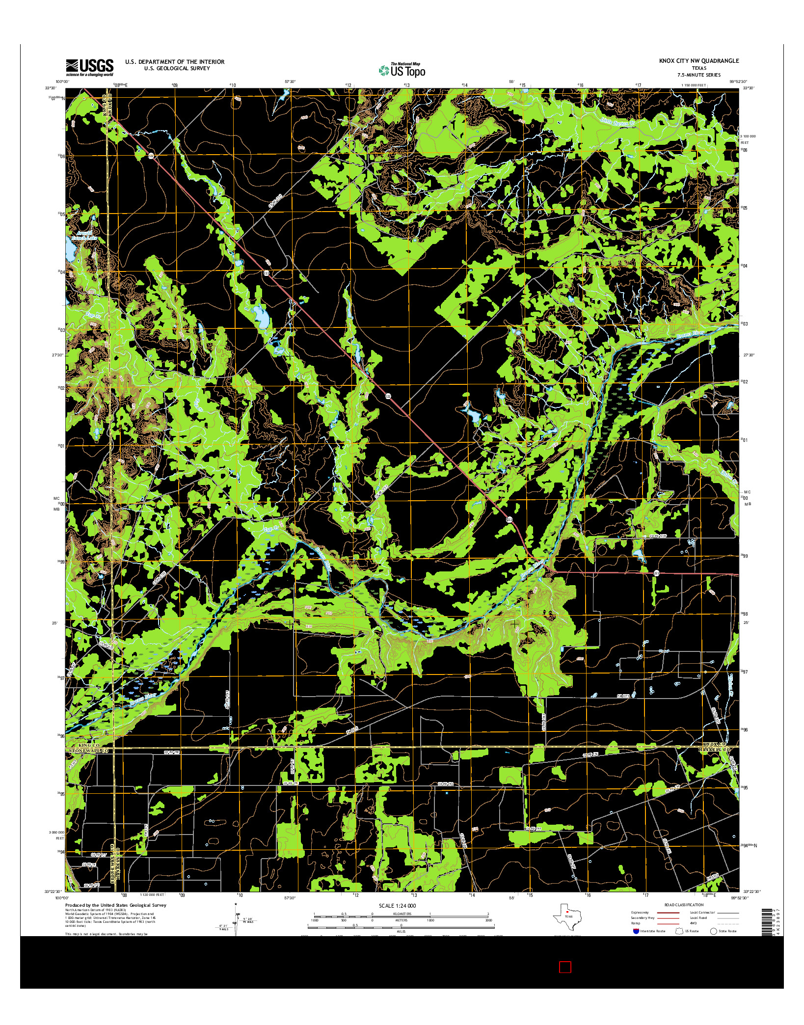 USGS US TOPO 7.5-MINUTE MAP FOR KNOX CITY NW, TX 2016