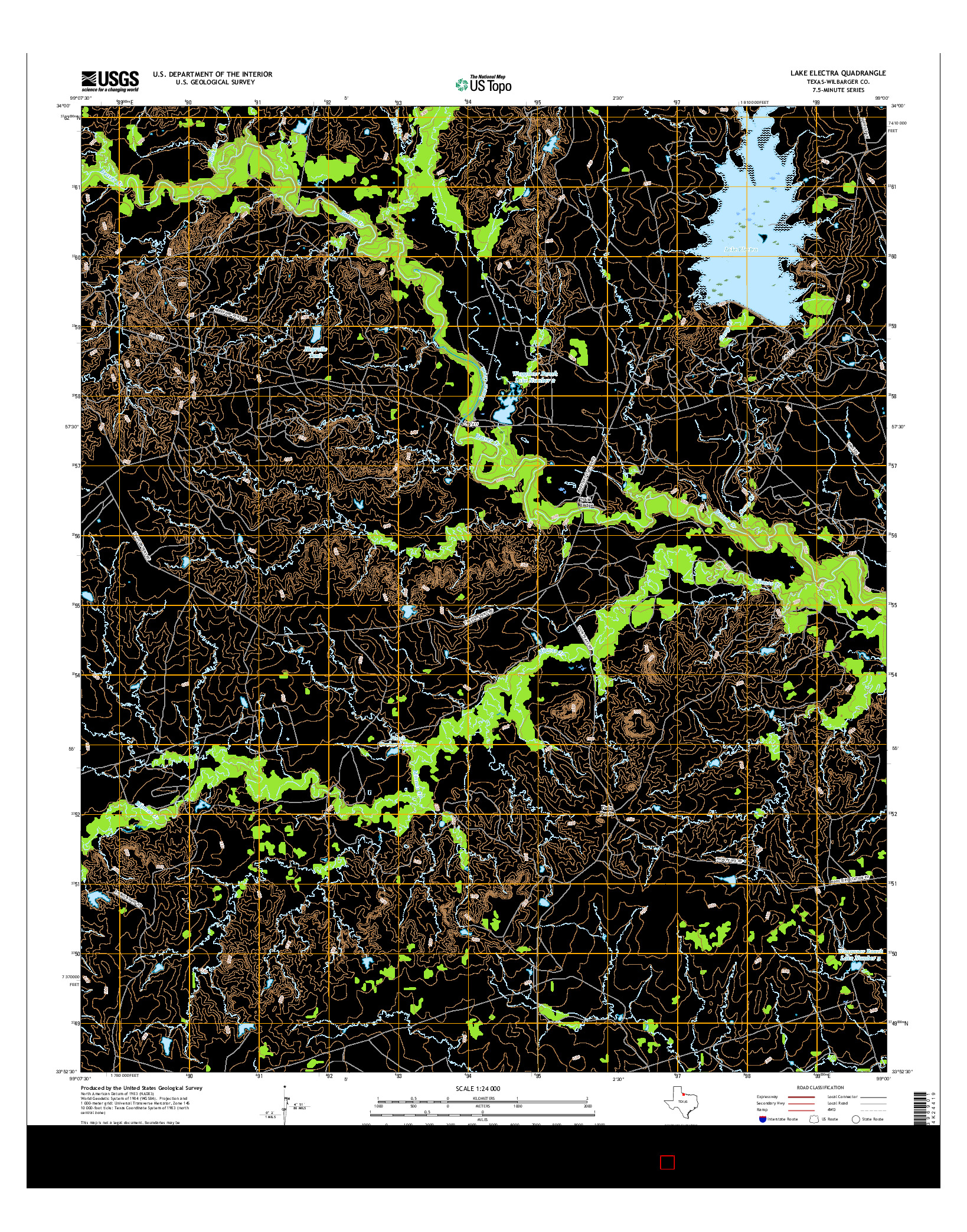 USGS US TOPO 7.5-MINUTE MAP FOR LAKE ELECTRA, TX 2016