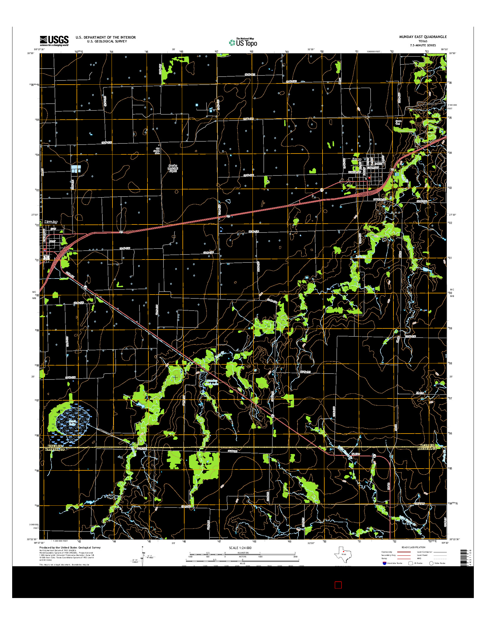 USGS US TOPO 7.5-MINUTE MAP FOR MUNDAY EAST, TX 2016