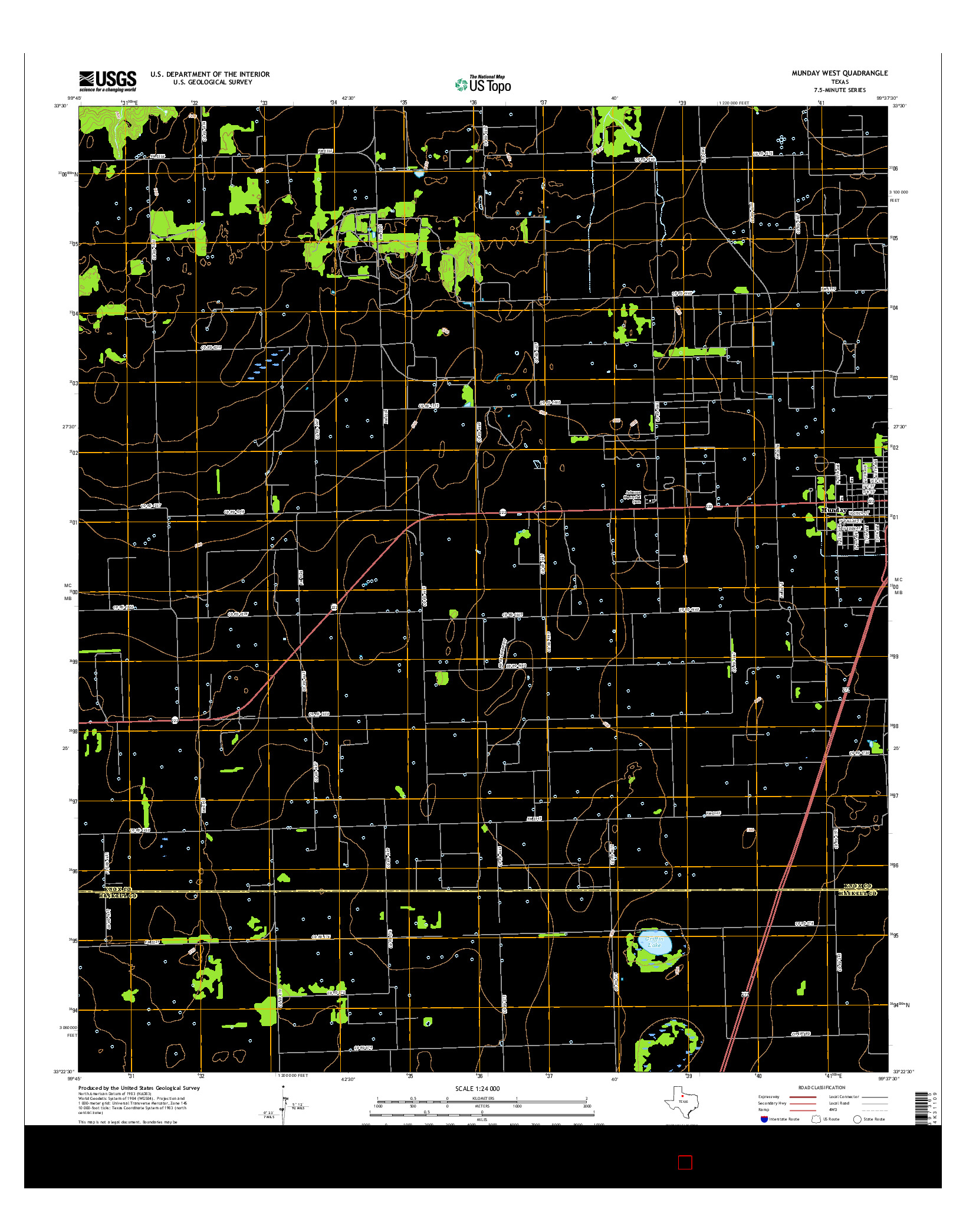 USGS US TOPO 7.5-MINUTE MAP FOR MUNDAY WEST, TX 2016