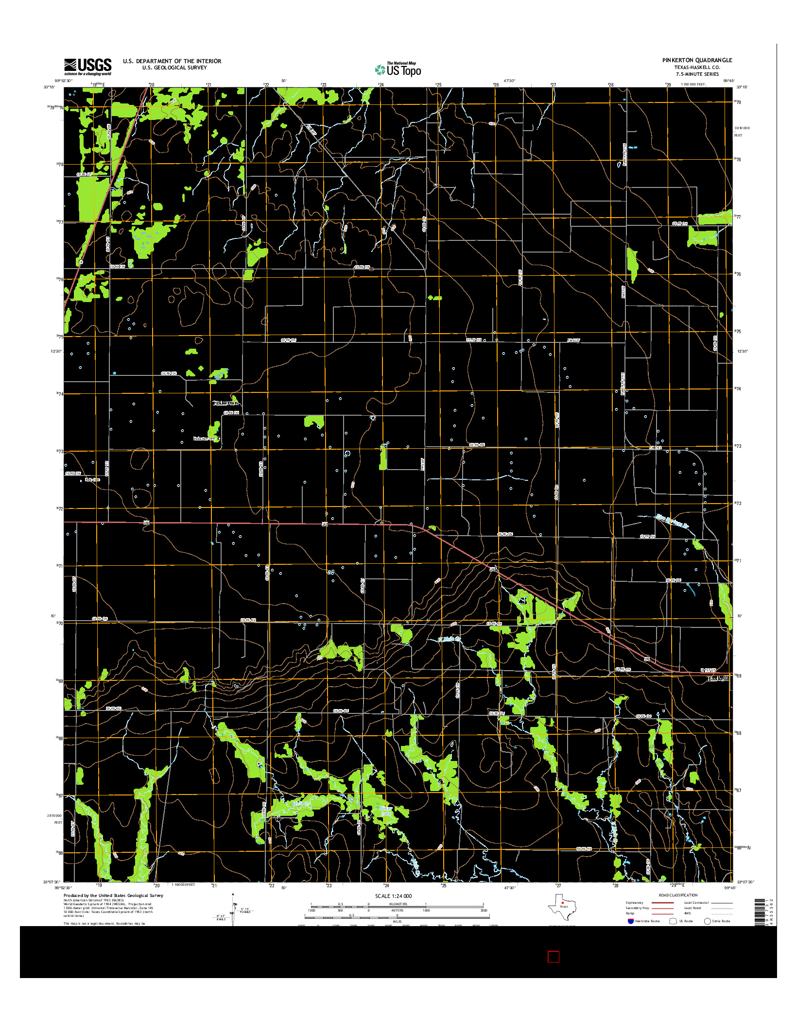 USGS US TOPO 7.5-MINUTE MAP FOR PINKERTON, TX 2016