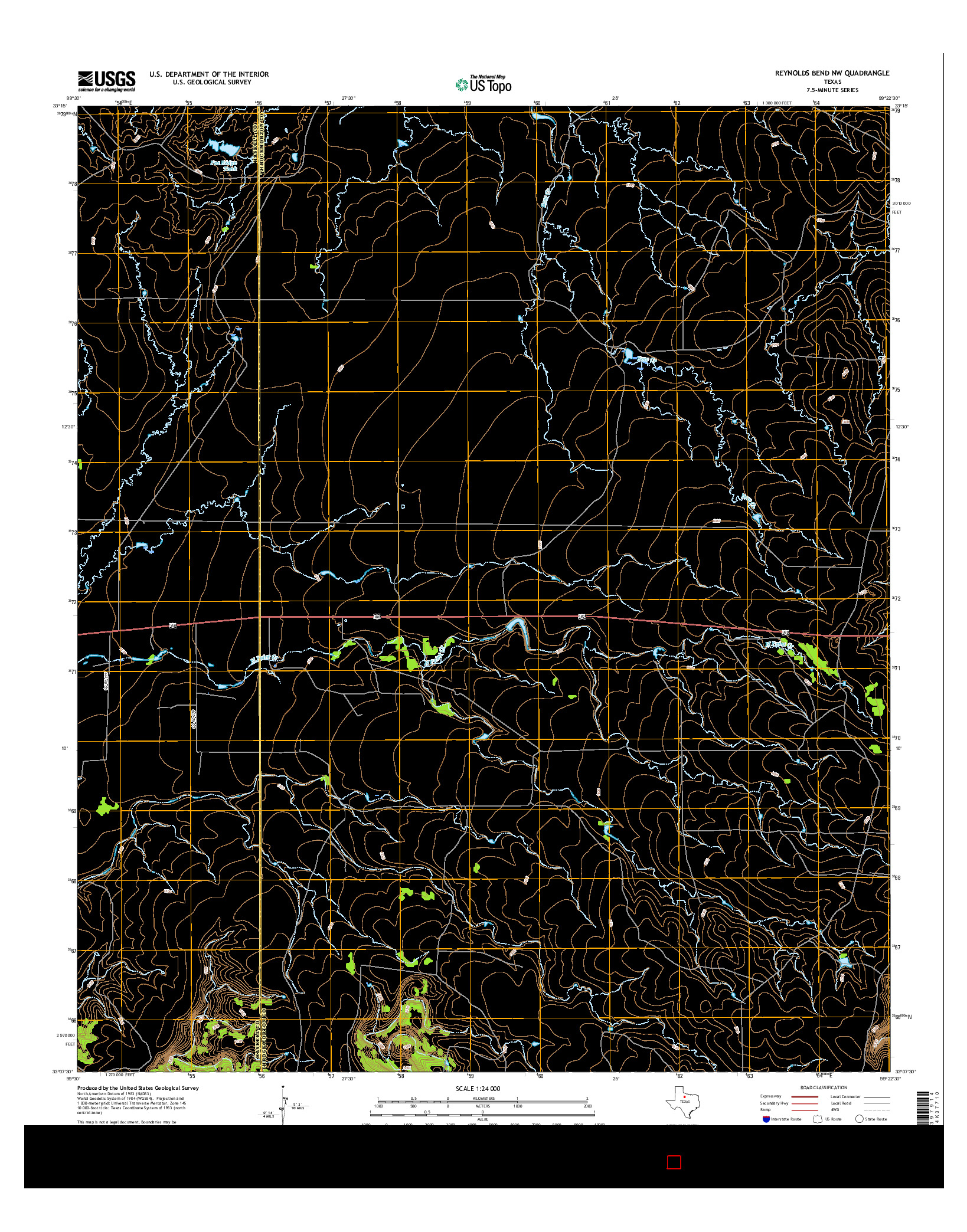 USGS US TOPO 7.5-MINUTE MAP FOR REYNOLDS BEND NW, TX 2016