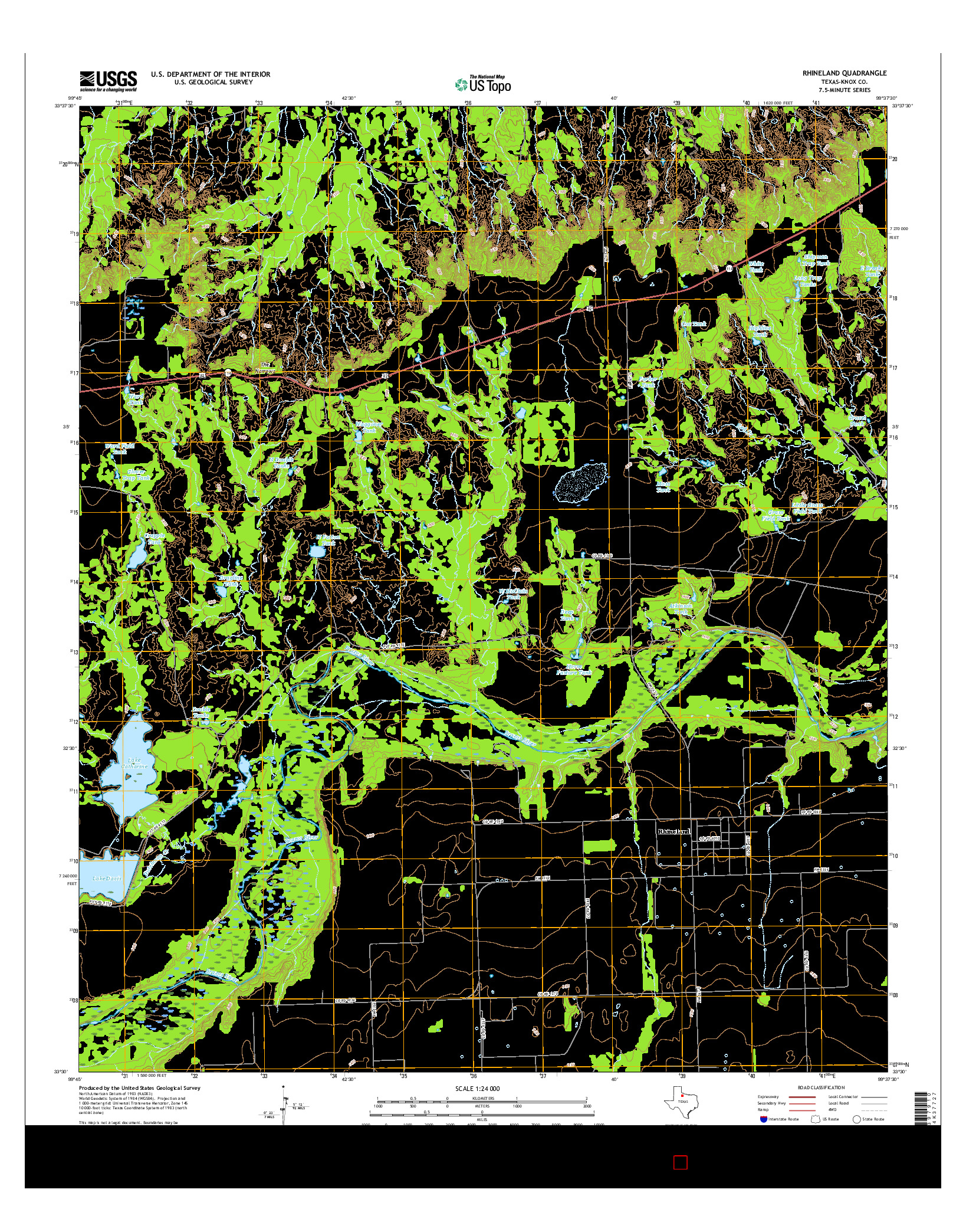 USGS US TOPO 7.5-MINUTE MAP FOR RHINELAND, TX 2016