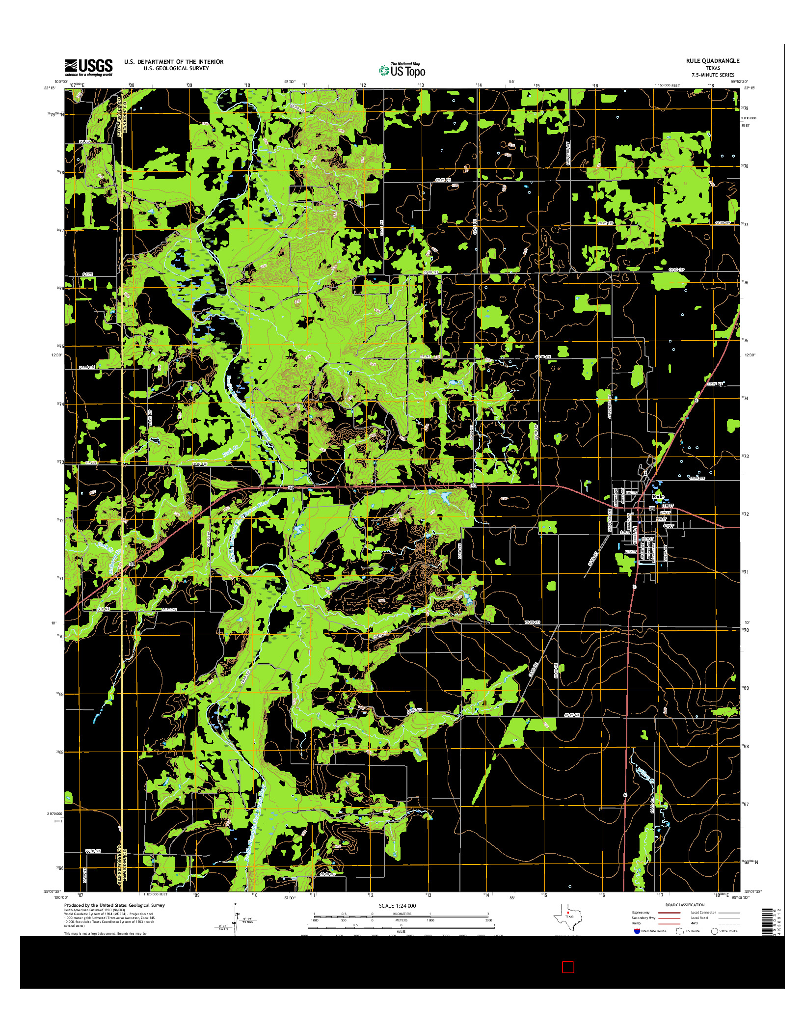 USGS US TOPO 7.5-MINUTE MAP FOR RULE, TX 2016