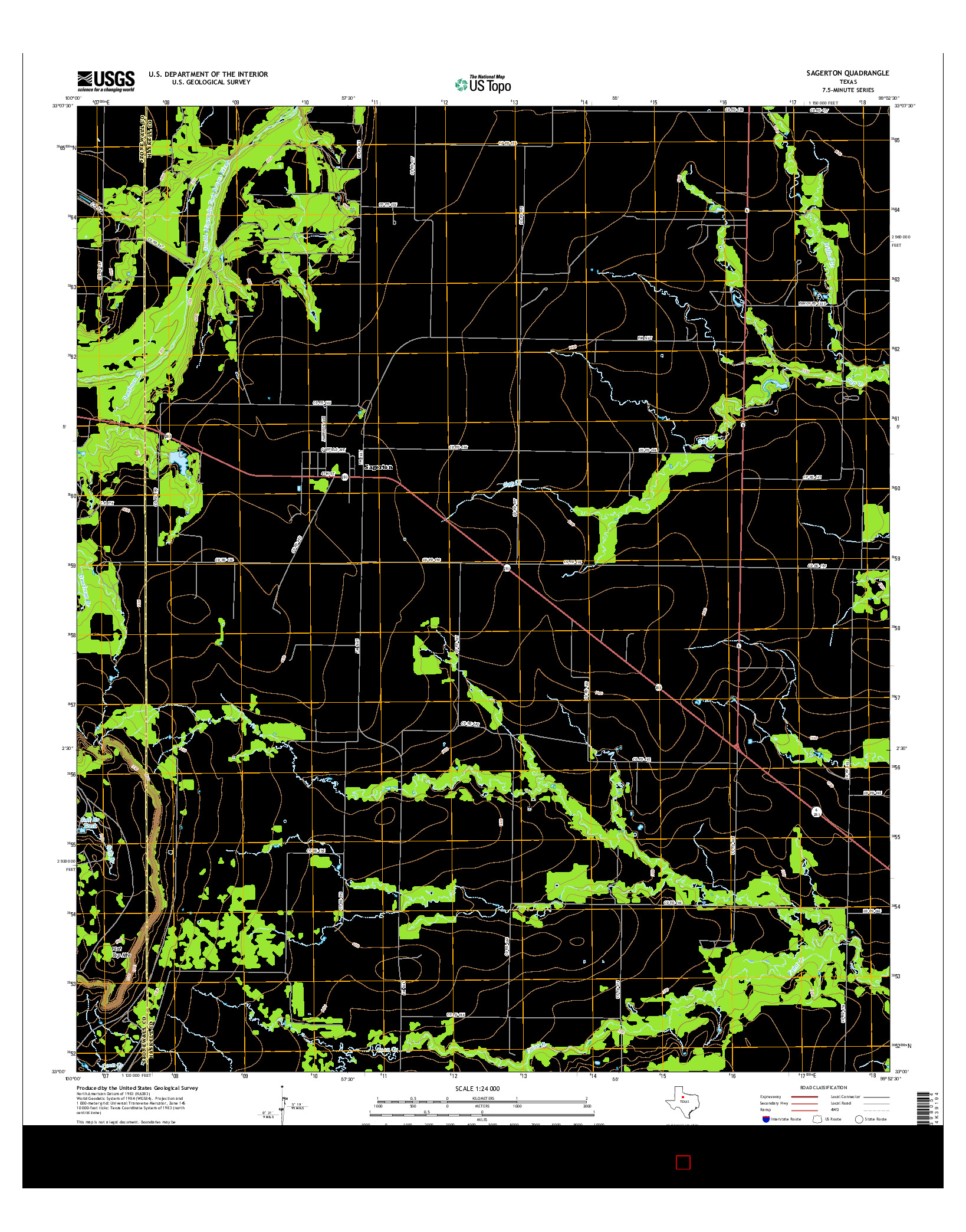 USGS US TOPO 7.5-MINUTE MAP FOR SAGERTON, TX 2016