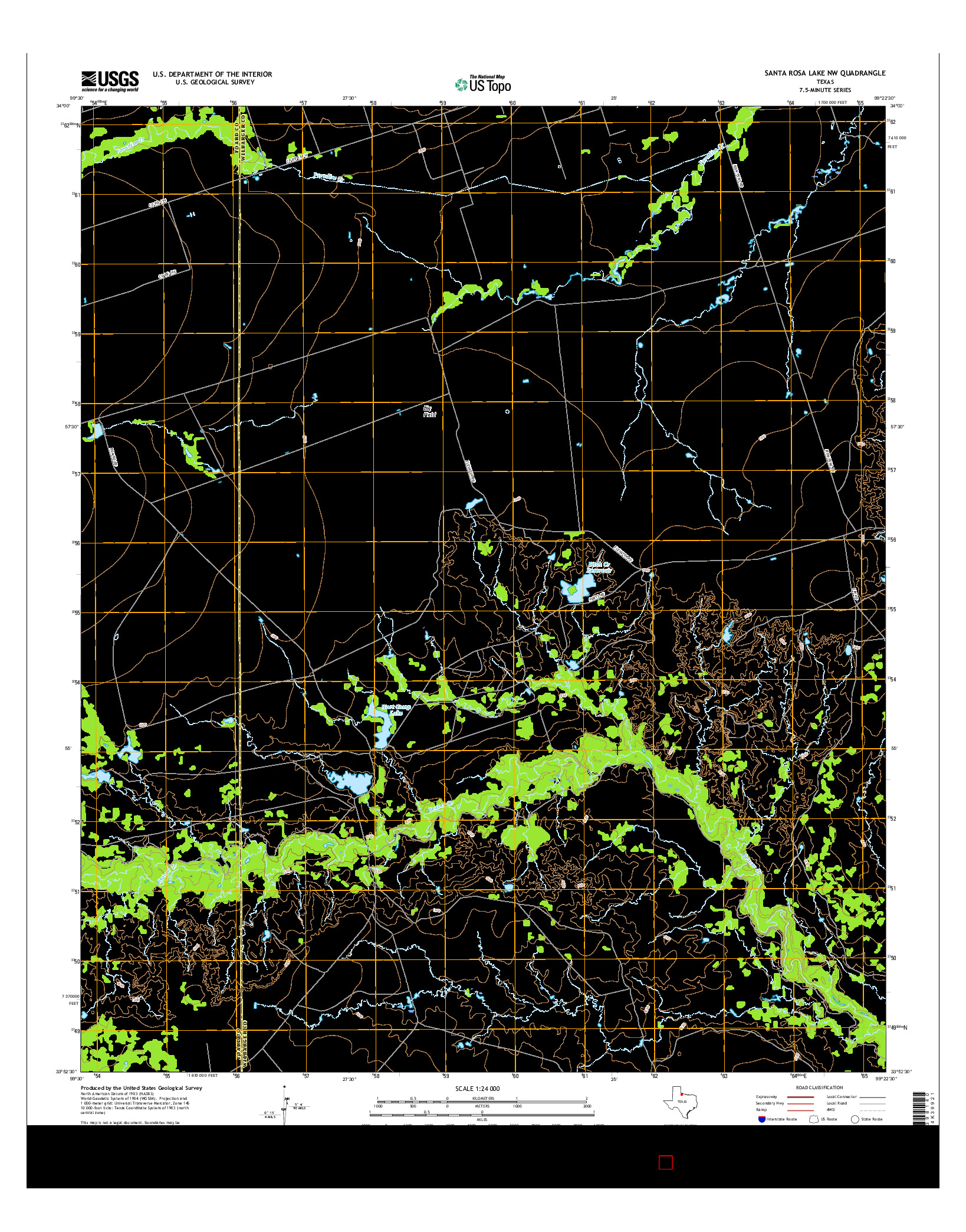 USGS US TOPO 7.5-MINUTE MAP FOR SANTA ROSA LAKE NW, TX 2016