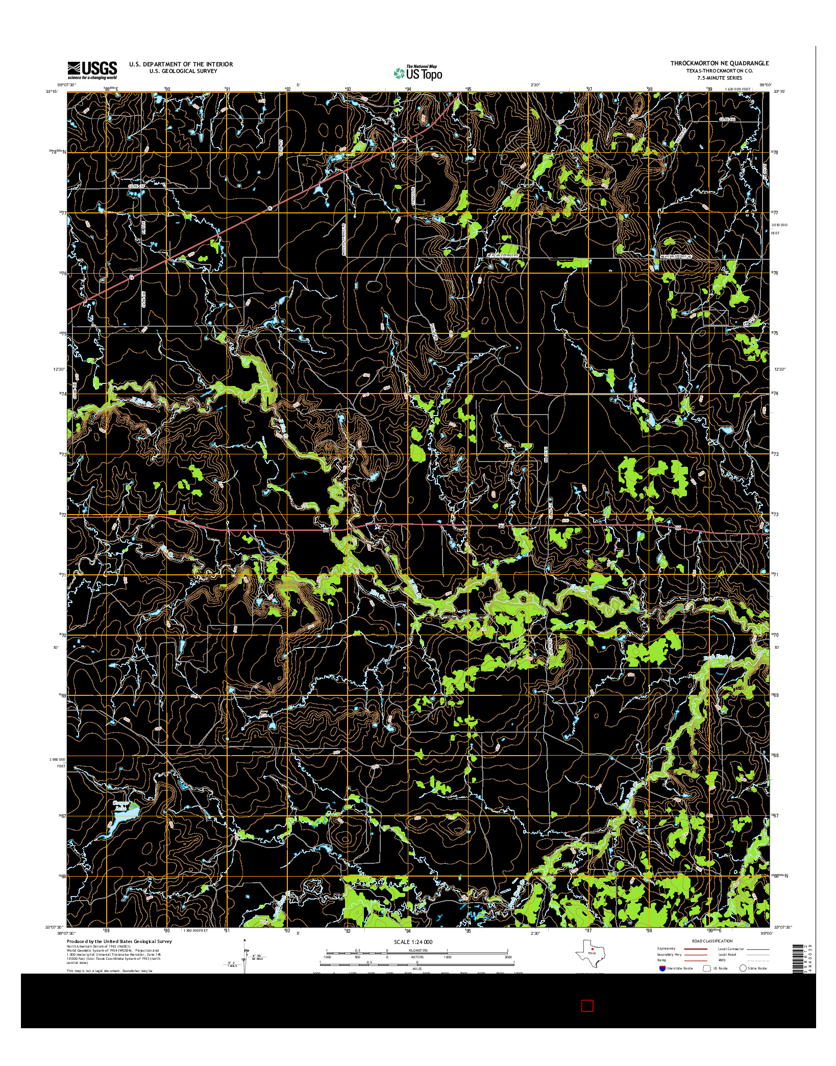 USGS US TOPO 7.5-MINUTE MAP FOR THROCKMORTON NE, TX 2016