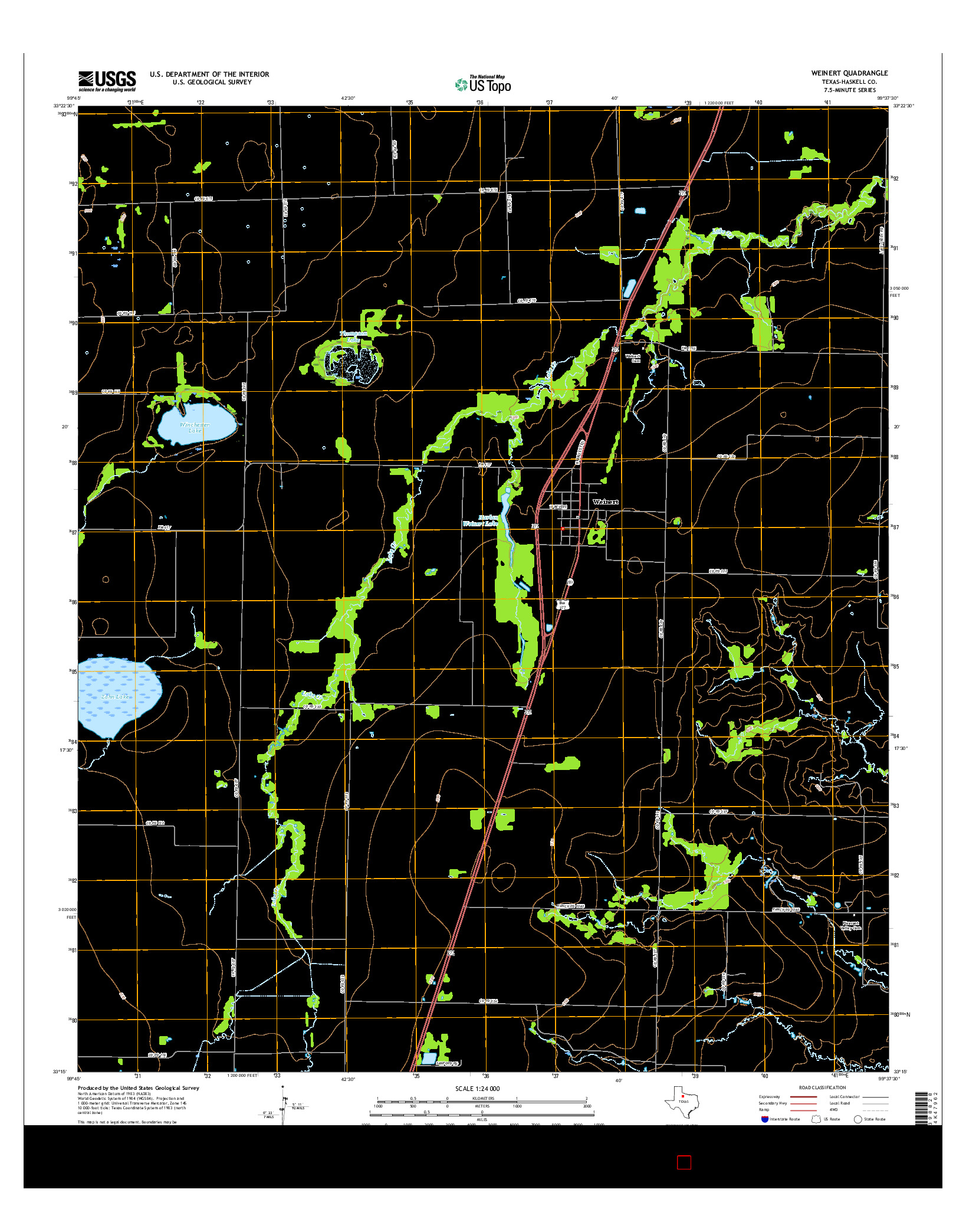 USGS US TOPO 7.5-MINUTE MAP FOR WEINERT, TX 2016