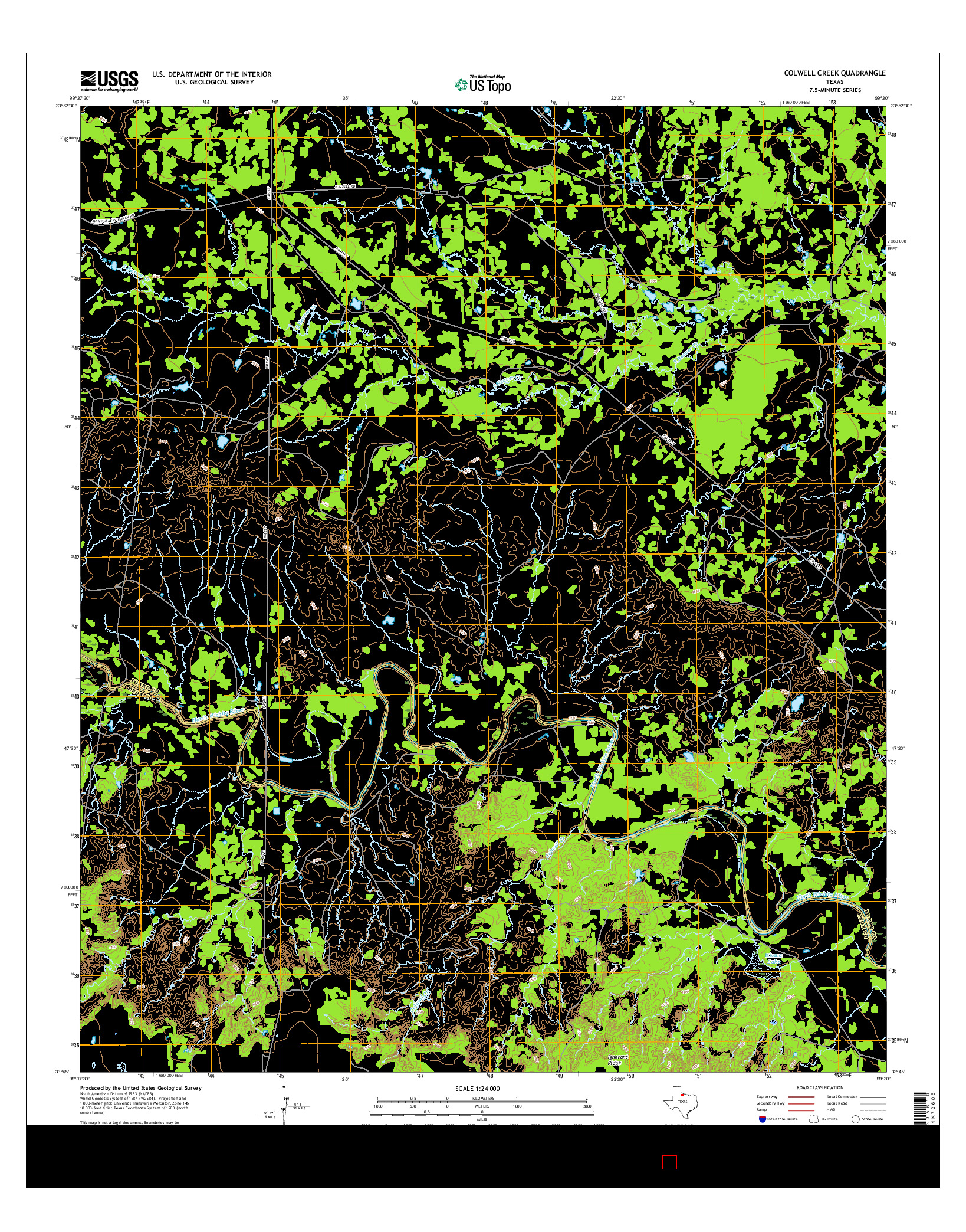 USGS US TOPO 7.5-MINUTE MAP FOR COLWELL CREEK, TX 2016