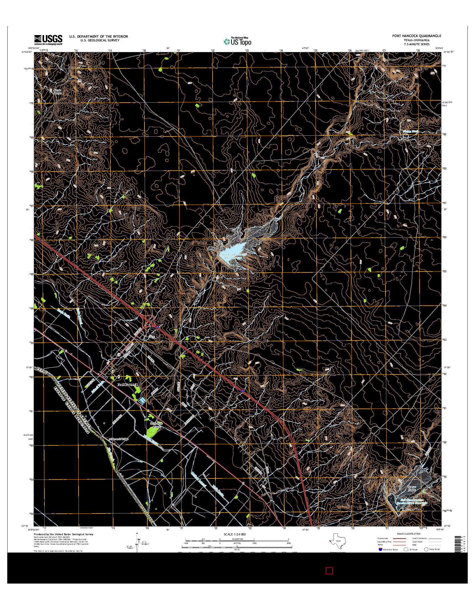 USGS US TOPO 7.5-MINUTE MAP FOR FORT HANCOCK, TX-CHH 2016