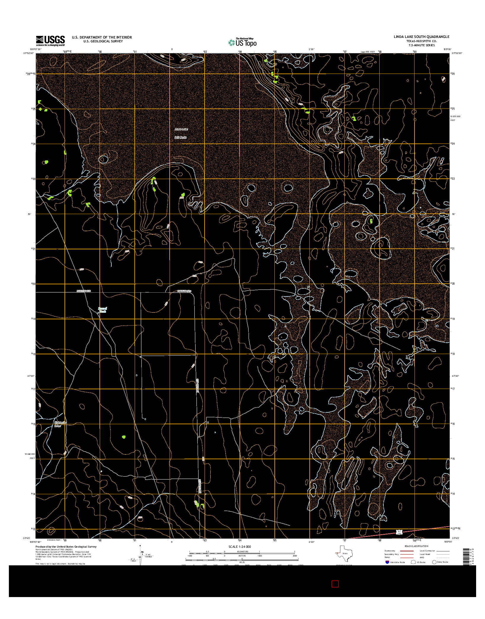 USGS US TOPO 7.5-MINUTE MAP FOR LINDA LAKE SOUTH, TX 2016