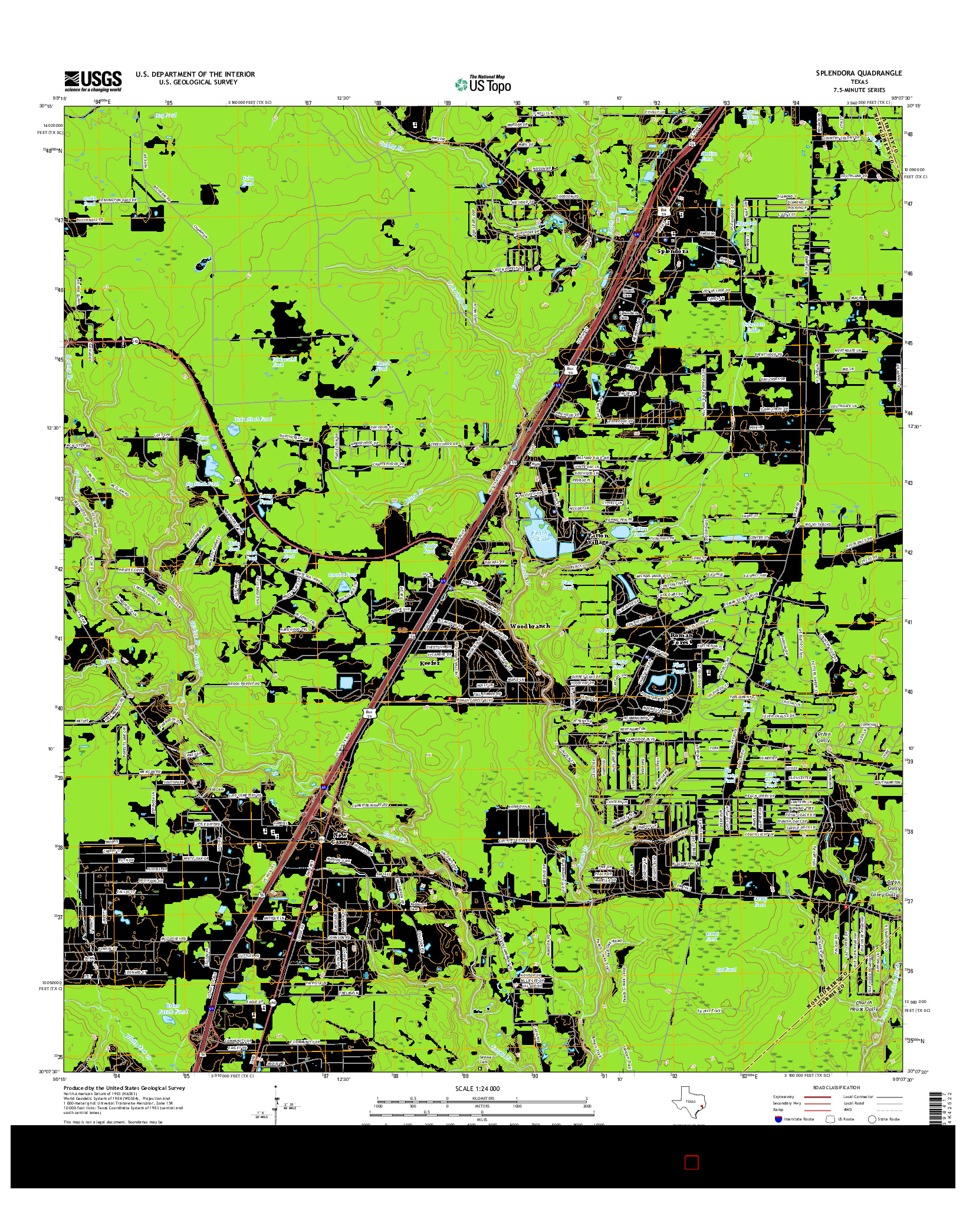 USGS US TOPO 7.5-MINUTE MAP FOR SPLENDORA, TX 2016