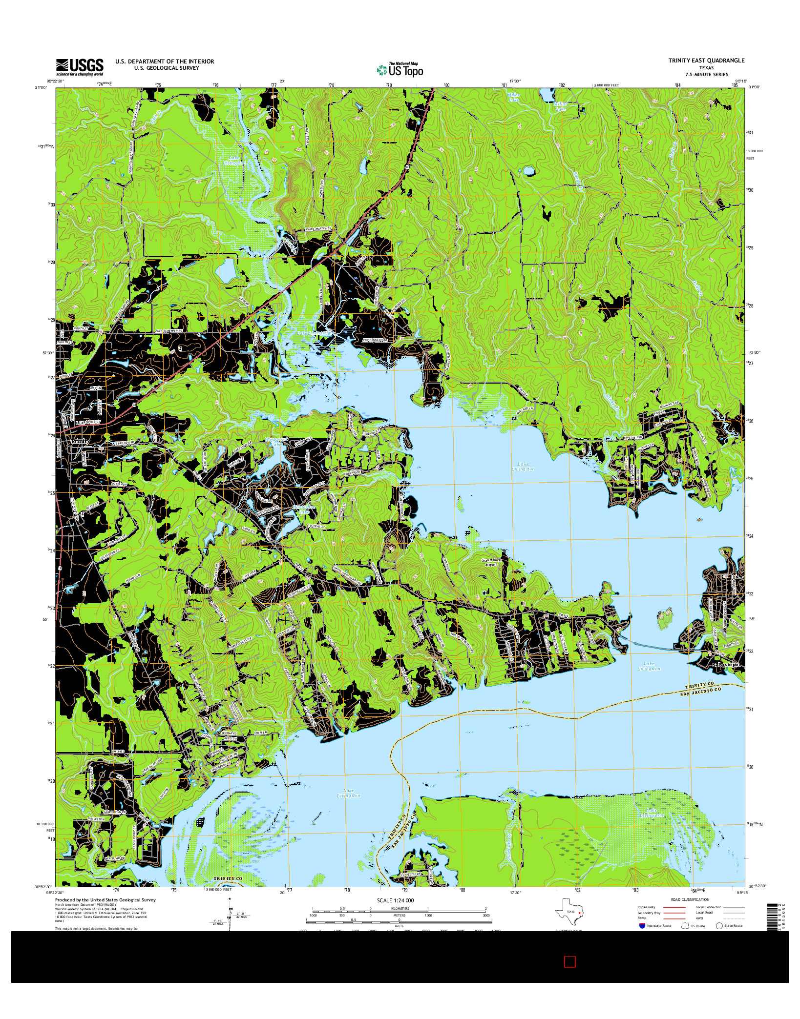 USGS US TOPO 7.5-MINUTE MAP FOR TRINITY EAST, TX 2016