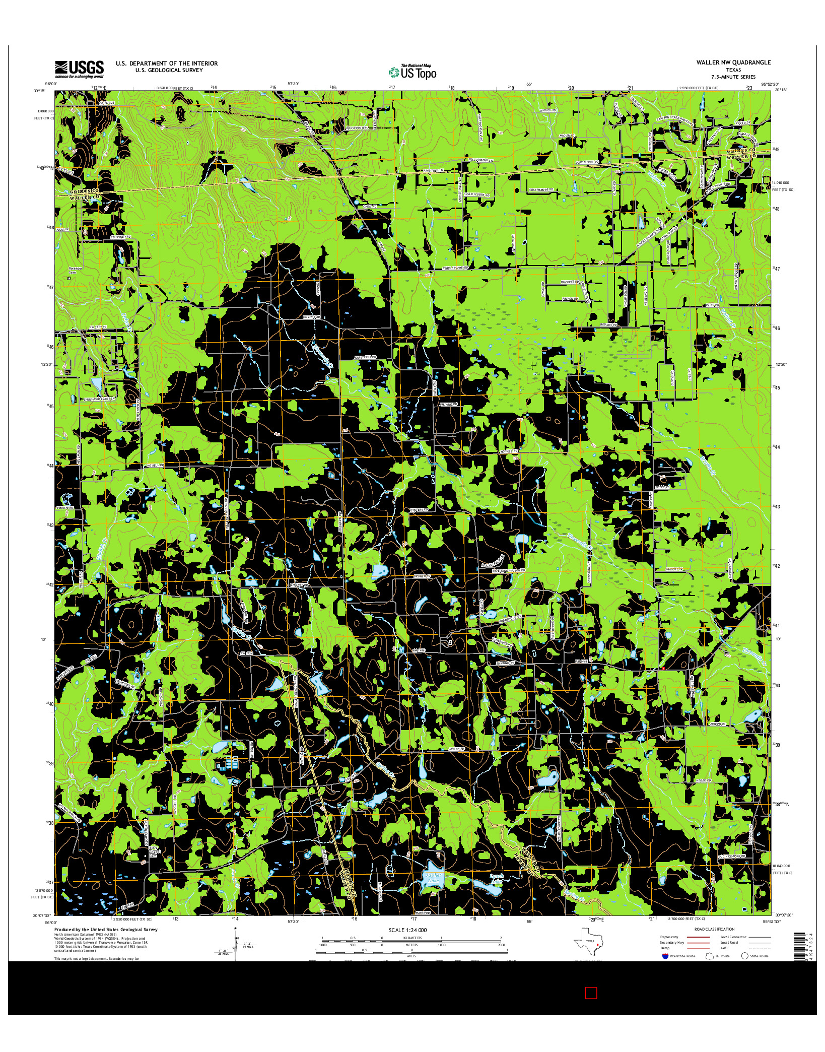 USGS US TOPO 7.5-MINUTE MAP FOR WALLER NW, TX 2016