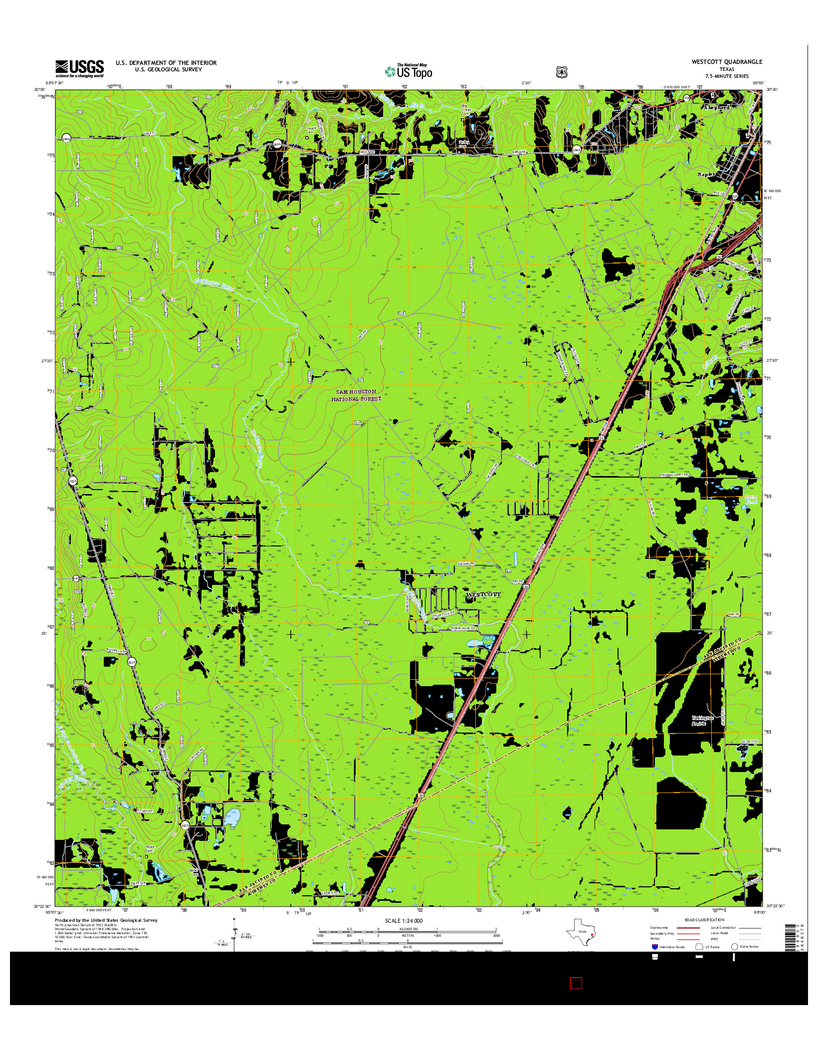 USGS US TOPO 7.5-MINUTE MAP FOR WESTCOTT, TX 2016