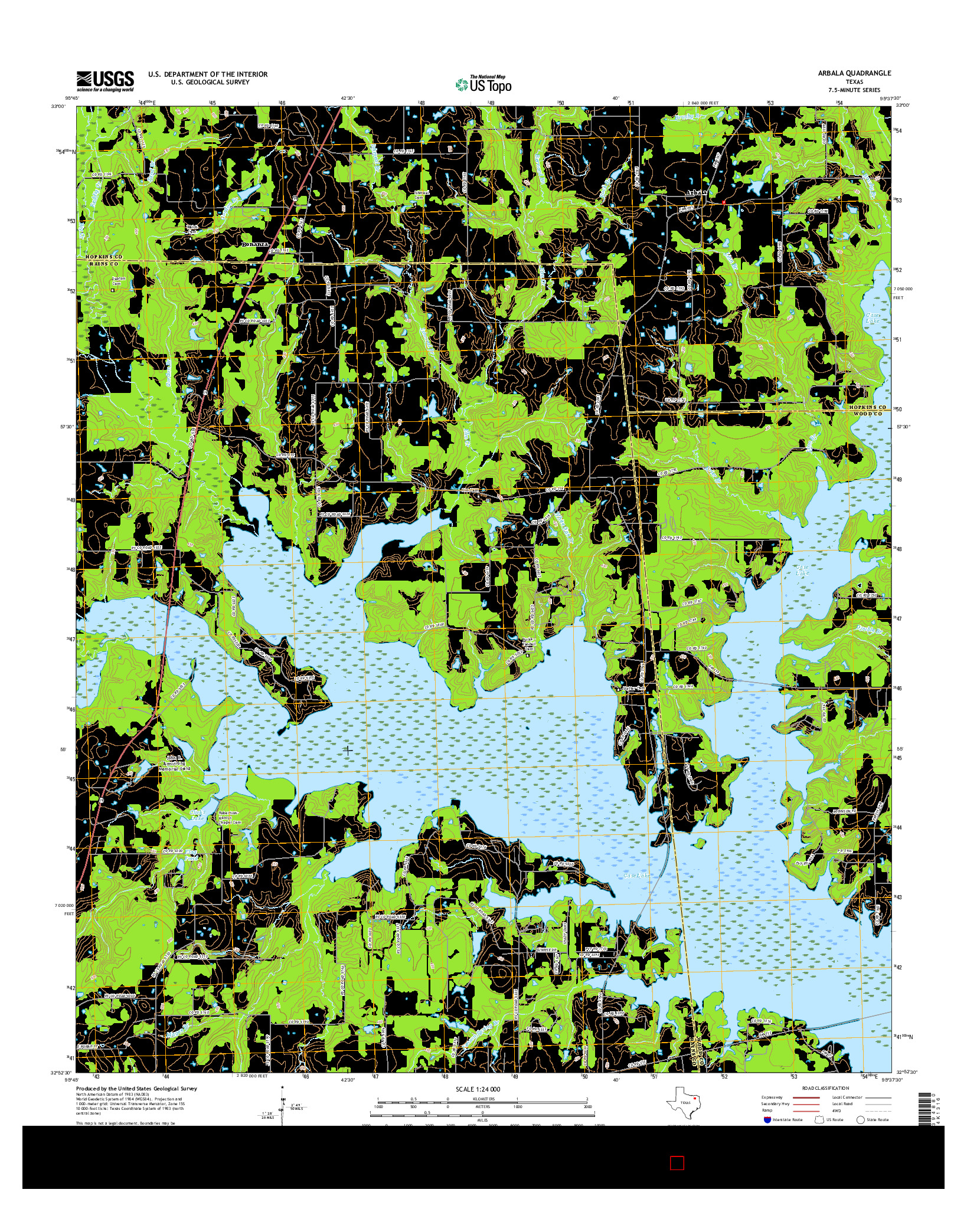 USGS US TOPO 7.5-MINUTE MAP FOR ARBALA, TX 2016